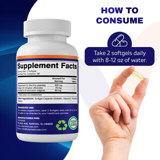 Foto 3 | Suplemento Vitamatic En Gel De Aceite De Menta, 550 Mg, 180 Cápsulas Blandas - Venta Internacional.