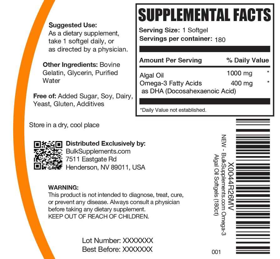 Foto 7 pulgar | Supplement Bulksupplements.com Cápsulas Blandas De Aceite De Algas Omega-3 18 - Venta Internacional.