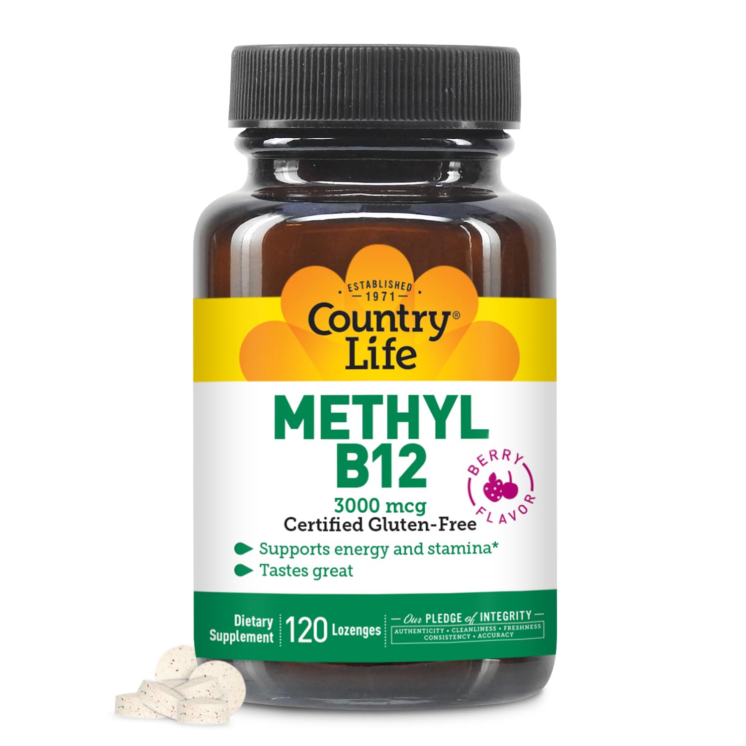Foto 2 pulgar | Suplemento Country Life, Pastillas De Metil B-12 De 3000 Mcg, 120 Unidades - Venta Internacional.