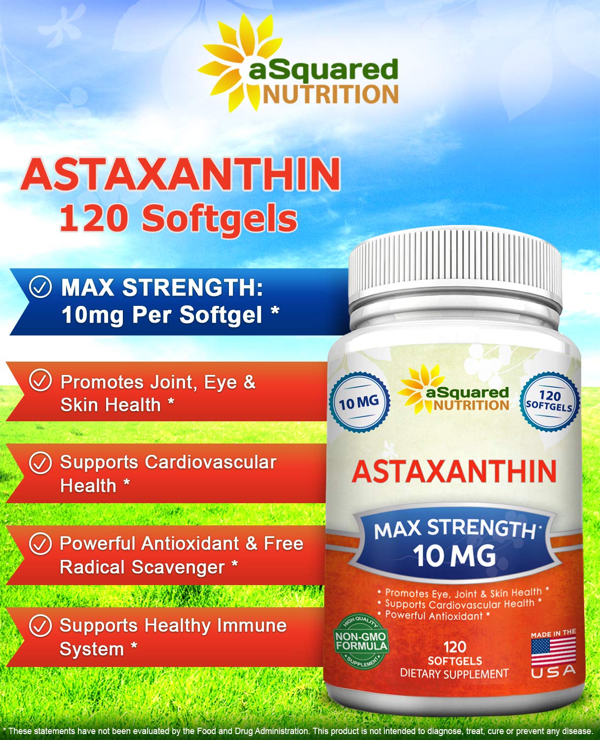 Foto 6 pulgar | Suplemento Asquared Nutrition, Astaxantina, 10 Mg, 120 Cápsulas Blandas - Venta Internacional.