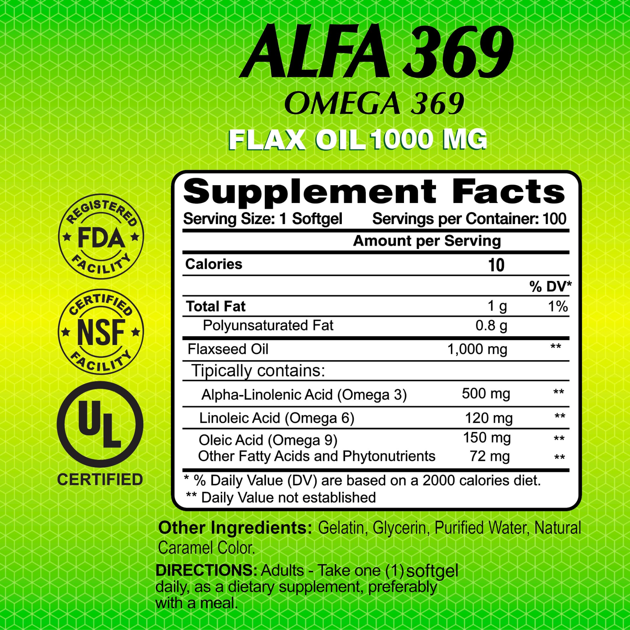 Foto 2 | Suplemento Nutricional Alfa Vitamins Alfa 3-6-9 1000 Mg 100 Unidades - Venta Internacional.