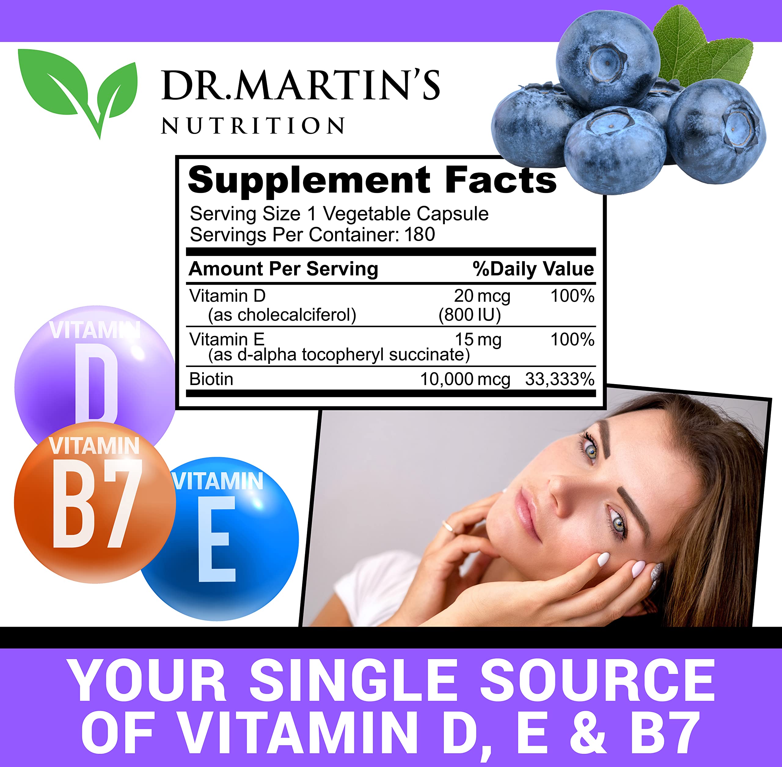 Foto 8 pulgar | Suplemento De Biotina De 10.000 Mcg De Dr. Martin's Nutrition Con Vitamina D Y E - Venta Internacional.