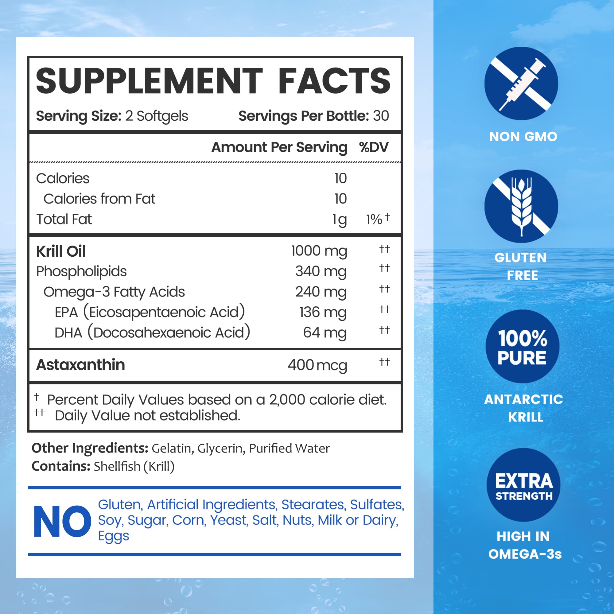 Foto 2 | Cápsulas Blandas Bioemblem Antarctic De Aceite De Krill, 1000 Mg, 120 Unidades - Venta Internacional.