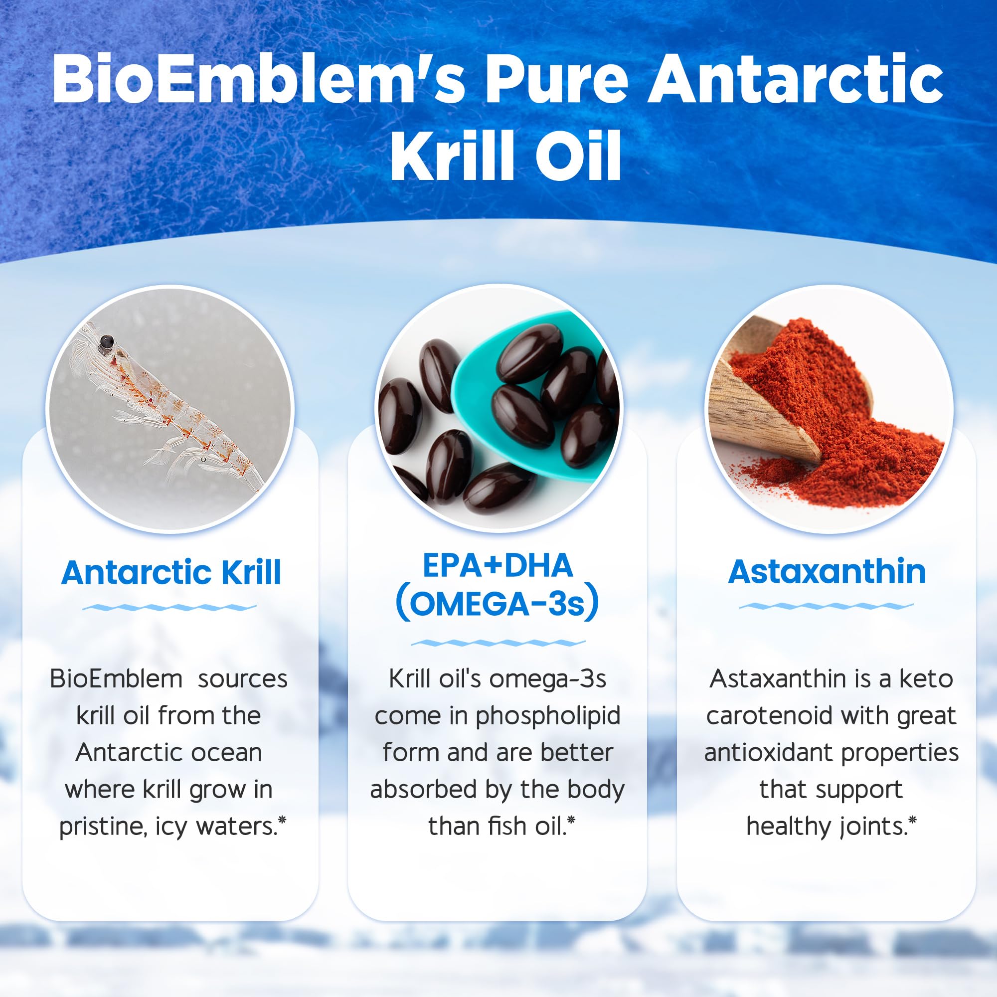 Foto 4 pulgar | Cápsulas Blandas Bioemblem Antarctic De Aceite De Krill, 1000 Mg, 120 Unidades - Venta Internacional.