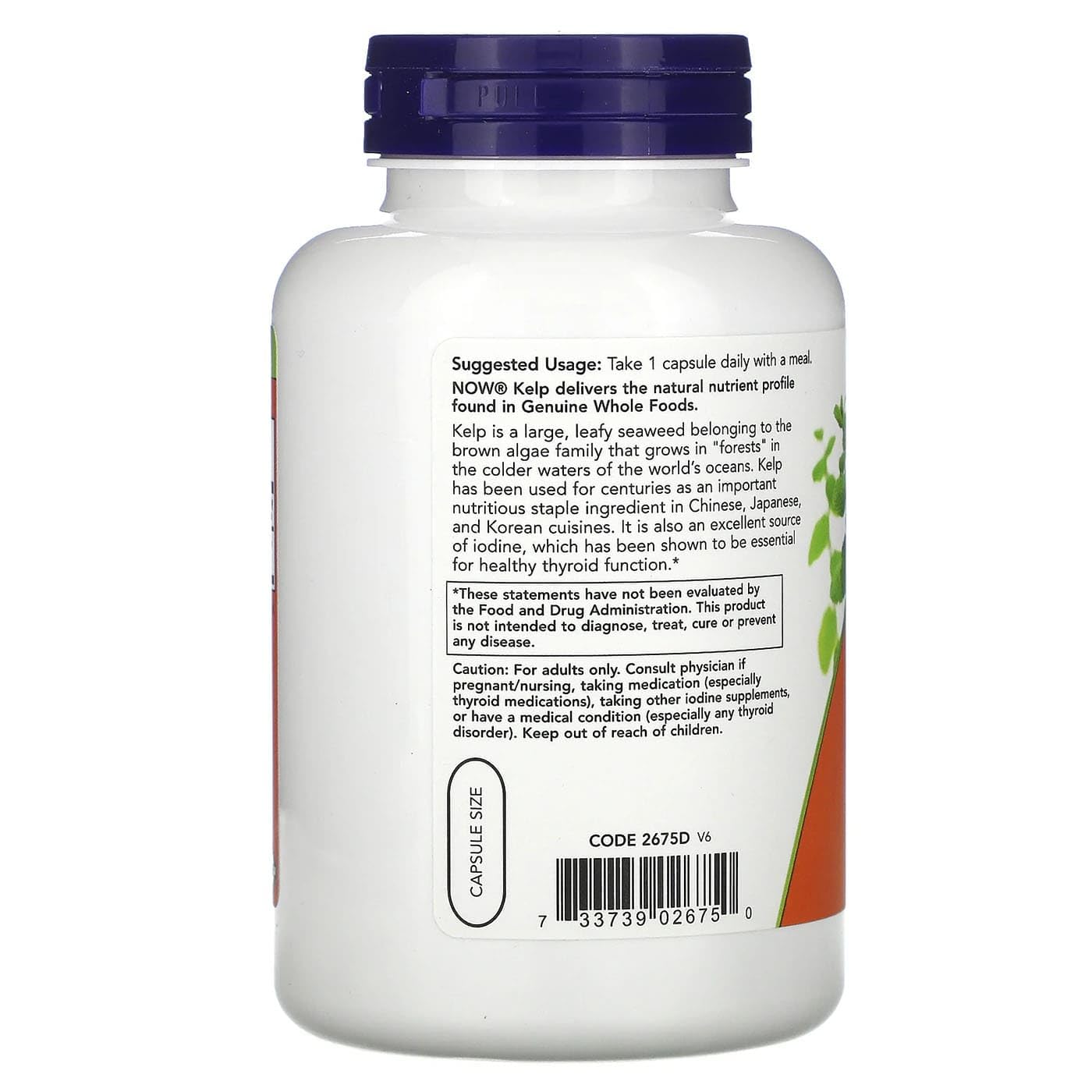 Foto 4 pulgar | Suplemento Now Foods Kelp 325 Mcg De Yodo Natural, 250 Cápsulas - Venta Internacional.