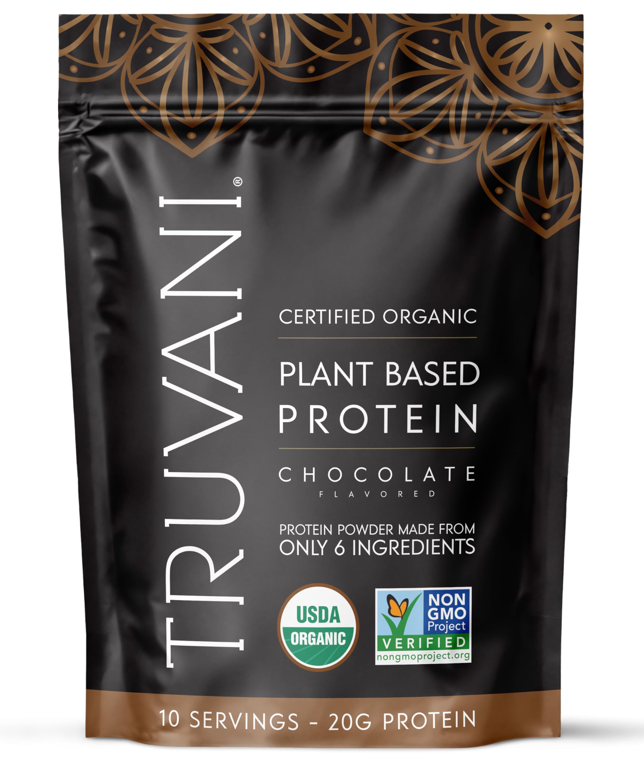 Proteína Vegana De Guisantes En Polvo, Chocolate Truvani, 200 G, 10 Porciones - Venta Internacional.
