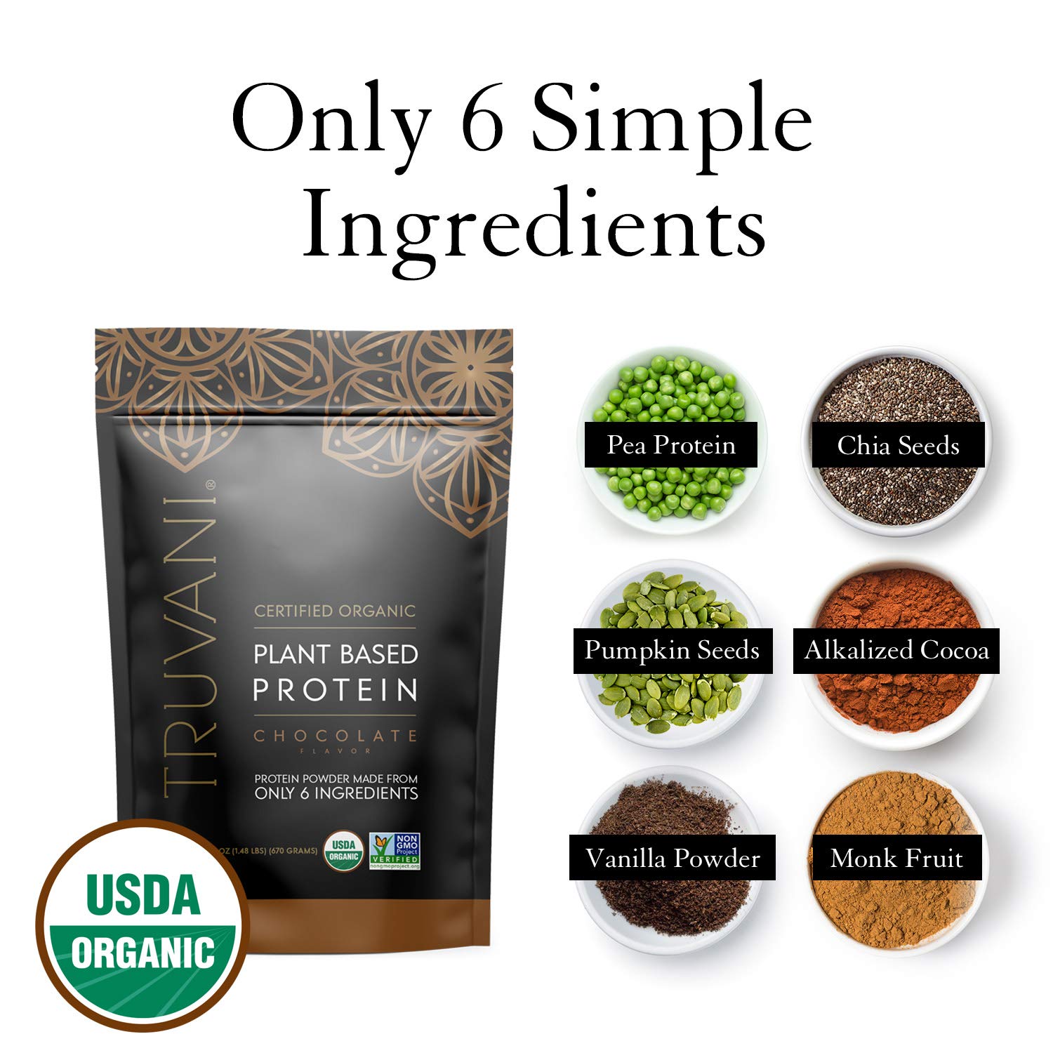 Foto 4 pulgar | Proteína Vegana De Guisantes En Polvo, Chocolate Truvani, 200 G, 10 Porciones - Venta Internacional.