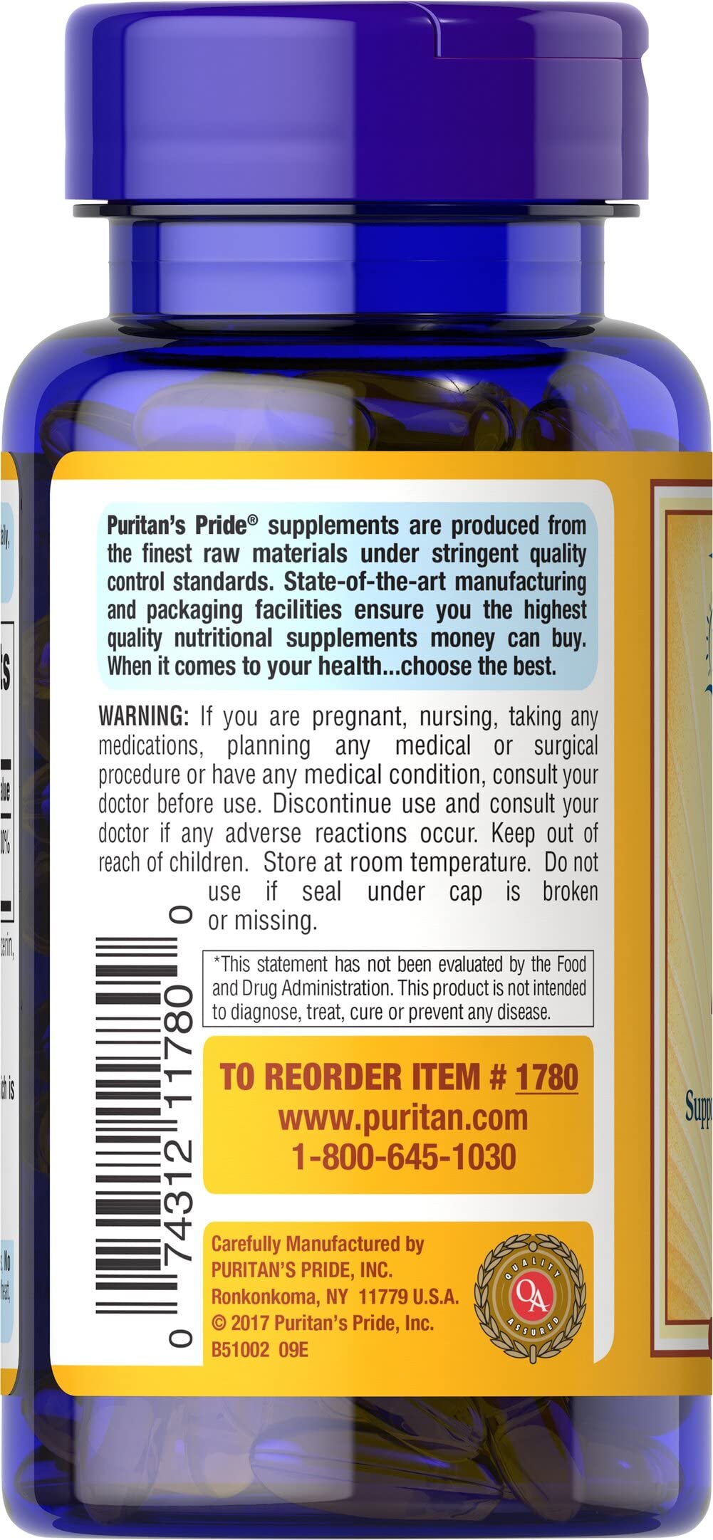 Foto 4 | Suplemento Puritan's Pride Con Vitamina E-1000 Ui, 50 Cápsulas Blandas - Venta Internacional.