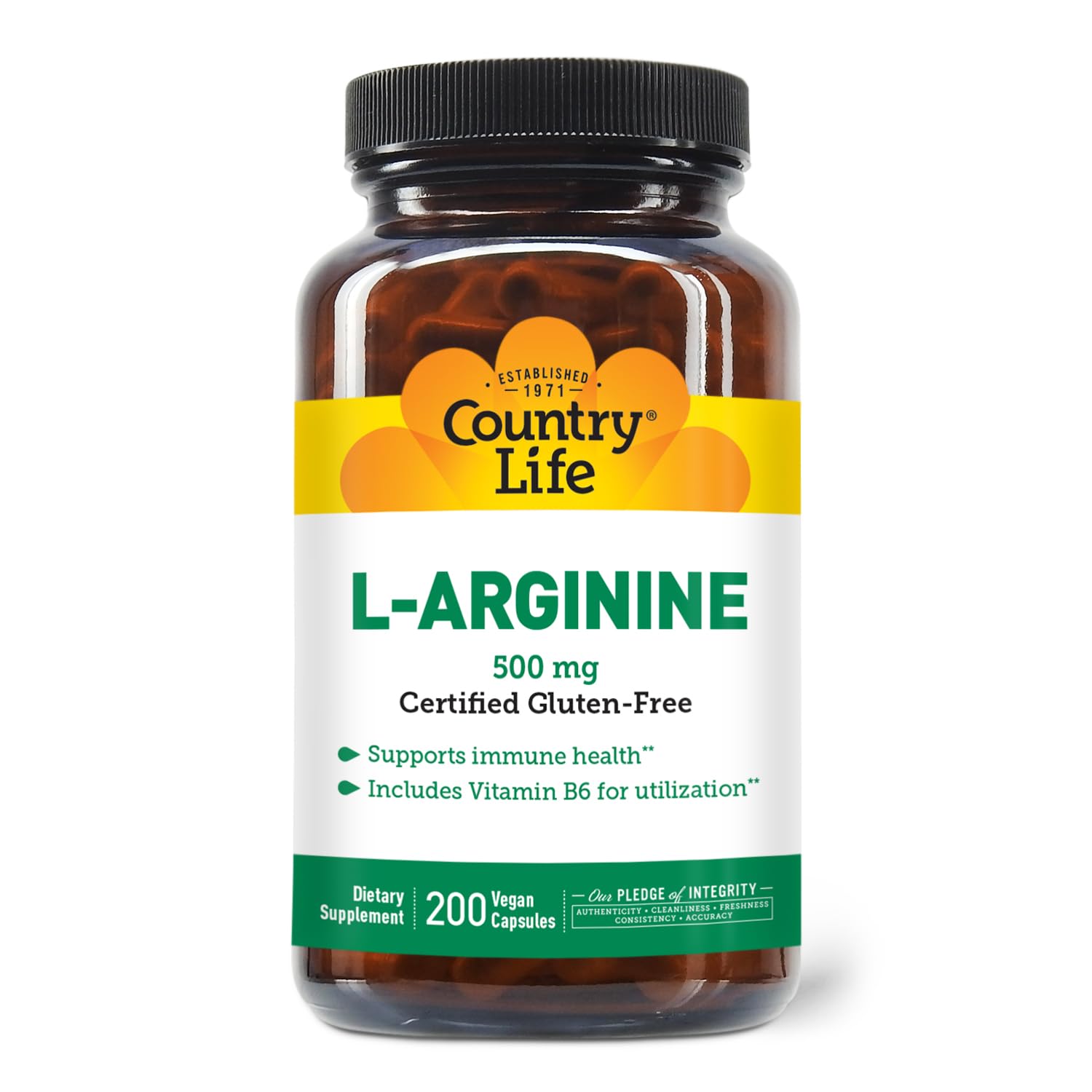 Foto 2 pulgar | Suplemento Country Life De L-arginina En Cápsulas De 500 Mg Con Vitamina B-6 - Venta Internacional.