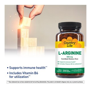 Foto 2 | Suplemento Country Life De L-arginina En Cápsulas De 500 Mg Con Vitamina B-6 - Venta Internacional.