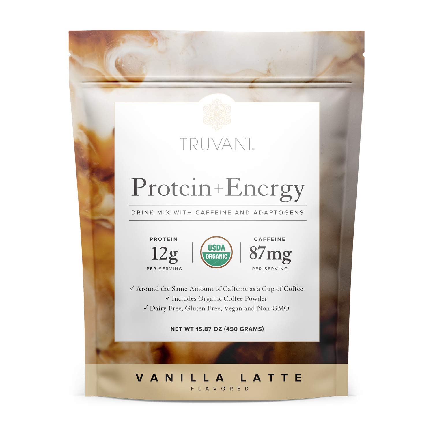 Foto 2 pulgar | Bebida Energética Proteica Truvani Vanilla Latte, 20 Porciones - Venta Internacional.