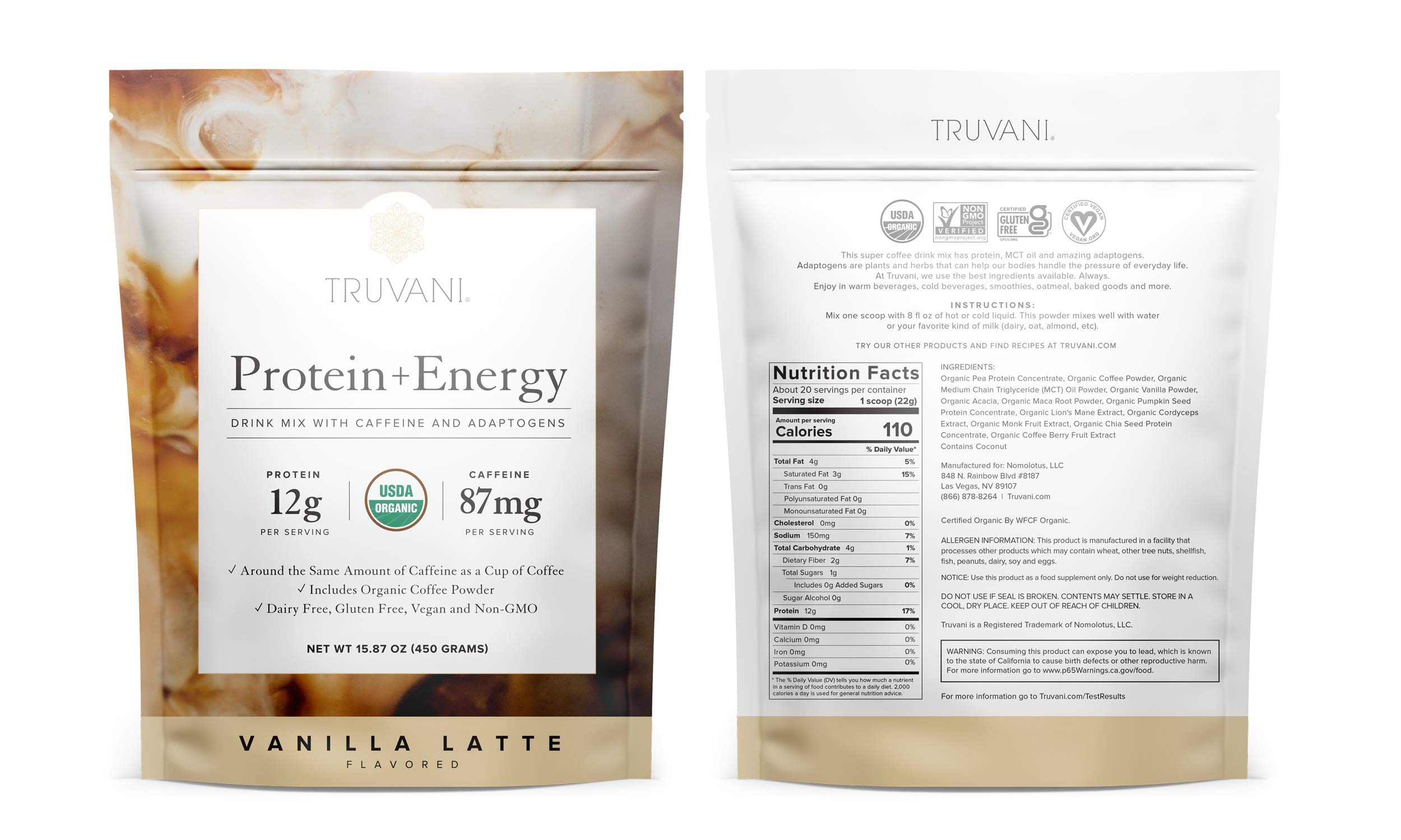Foto 7 pulgar | Bebida Energética Proteica Truvani Vanilla Latte, 20 Porciones - Venta Internacional.