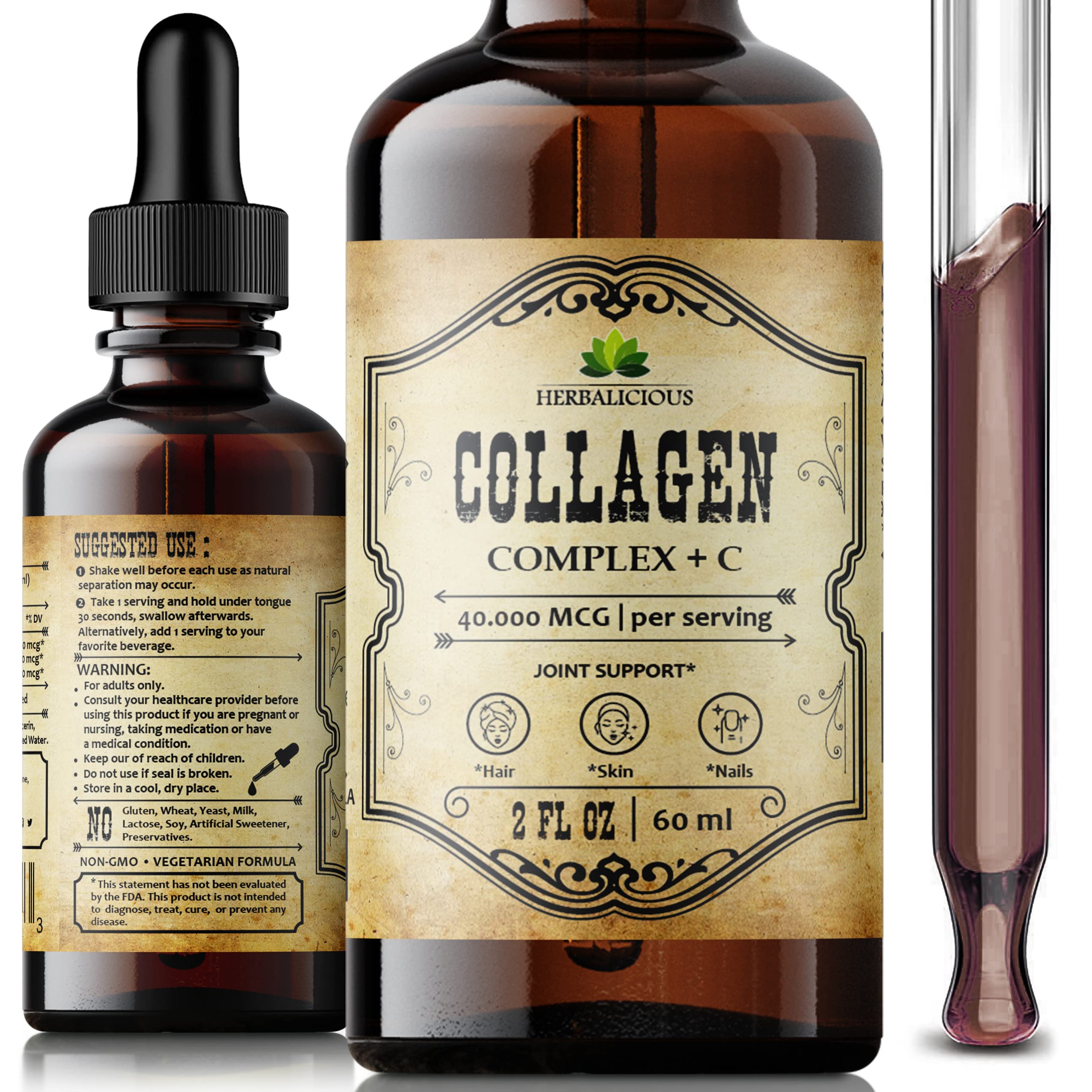 Foto 2 pulgar | Suplemento De Colágeno Líquido Herbalicious Collagen Complex + C - Venta Internacional.