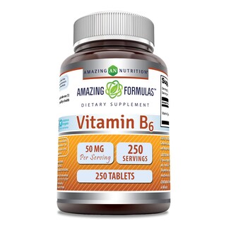 Foto 1 | Suplemento Amazing Formulas: Vitamina B6, Piridoxina, 50 Mg, 250 G - Venta Internacional.