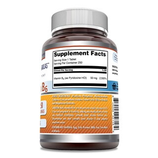 Foto 3 | Suplemento Amazing Formulas: Vitamina B6, Piridoxina, 50 Mg, 250 G - Venta Internacional.