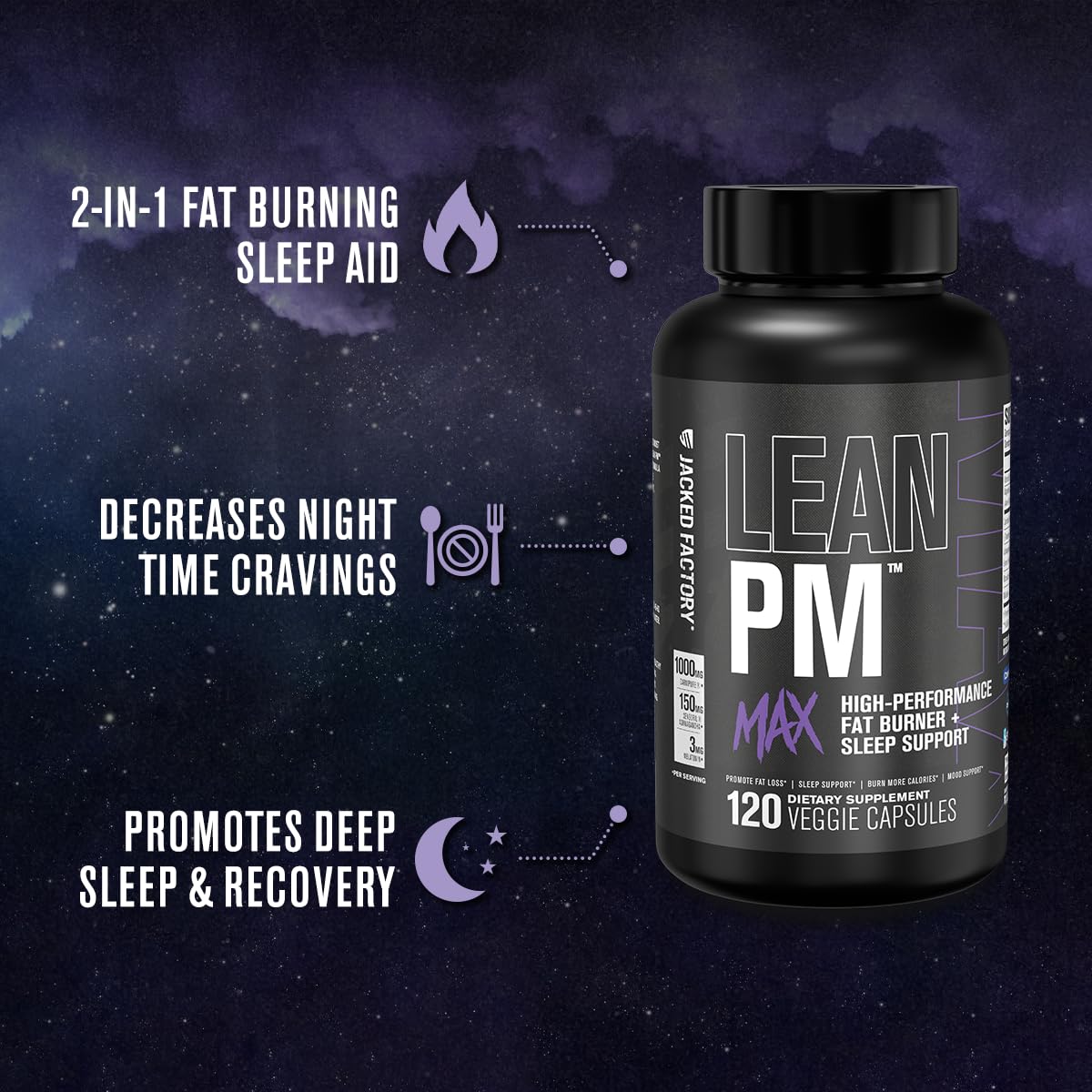 Foto 3 pulgar | Suplemento Para Bajar De Peso Jacked Factory Lean Pm Max 120 Píldoras - Venta Internacional.
