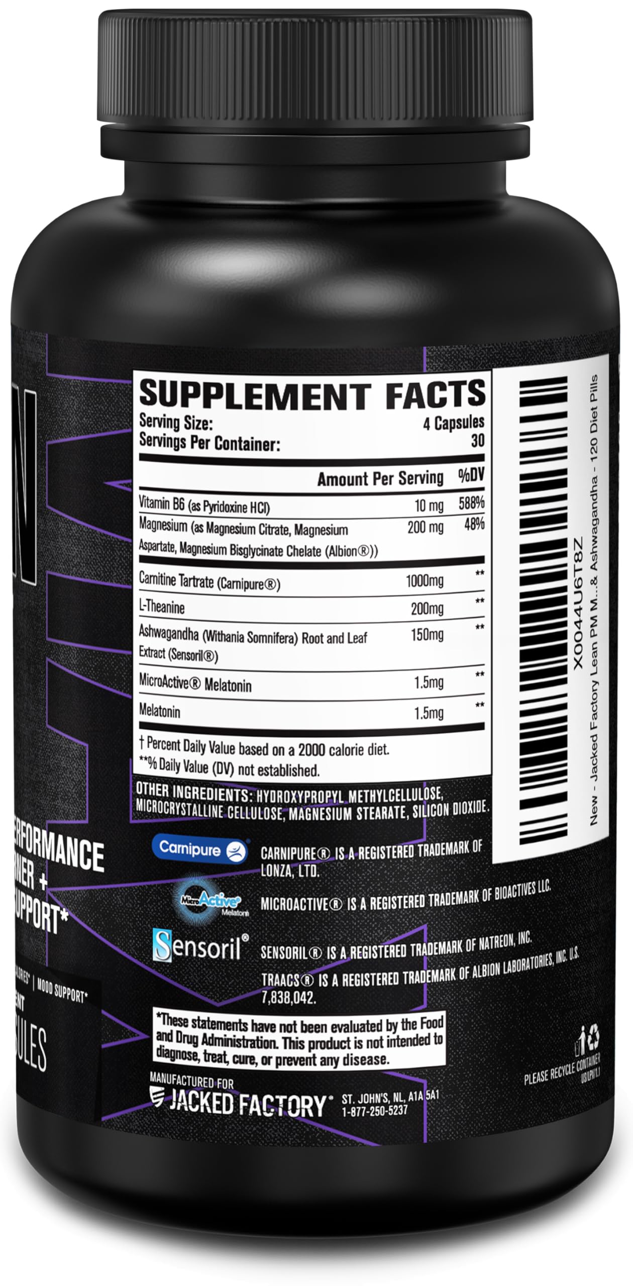 Foto 7 | Suplemento Para Bajar De Peso Jacked Factory Lean Pm Max 120 Píldoras - Venta Internacional.