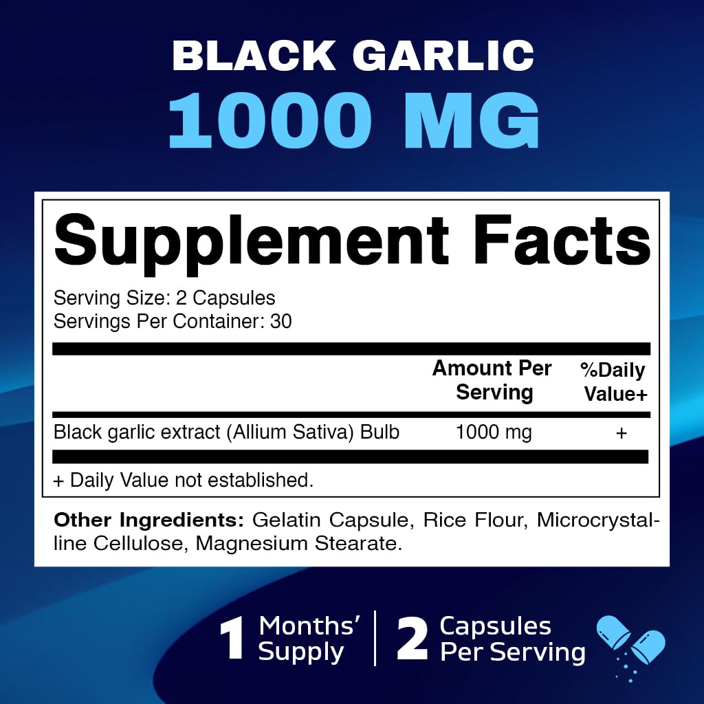 Foto 2 | Suplemento Vitamático De Extracto De Ajo Negro Fermentado De 1000 Mg - Venta Internacional.