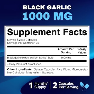 Foto 2 | Suplemento Vitamático De Extracto De Ajo Negro Fermentado De 1000 Mg - Venta Internacional.