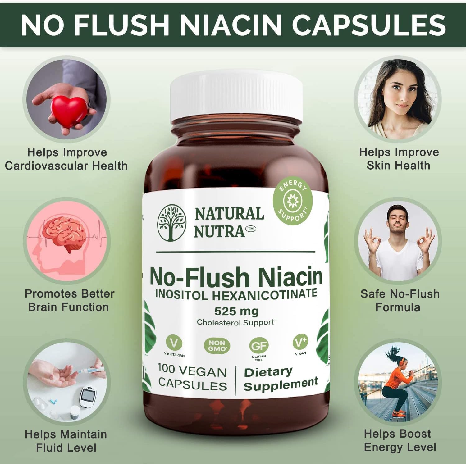 Foto 3 | Suplemento De Niacina Natural Nutra No Flush 525 Mg 100 Cápsulas - Venta Internacional.