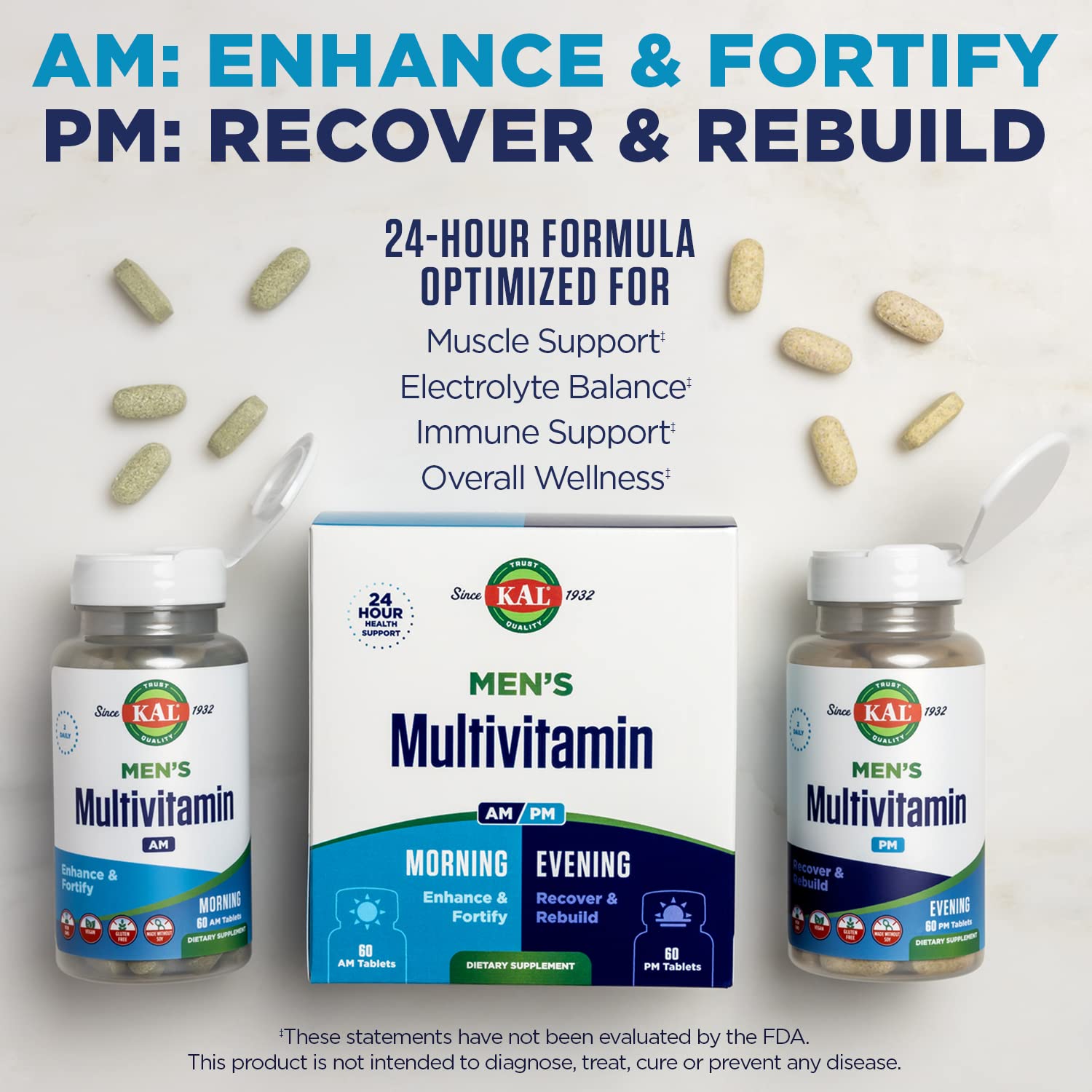 Foto 5 | Suplemento Multivitamínico Kal Am/pm Para Hombres, 30 Porciones, 120 Tabletas - Venta Internacional.