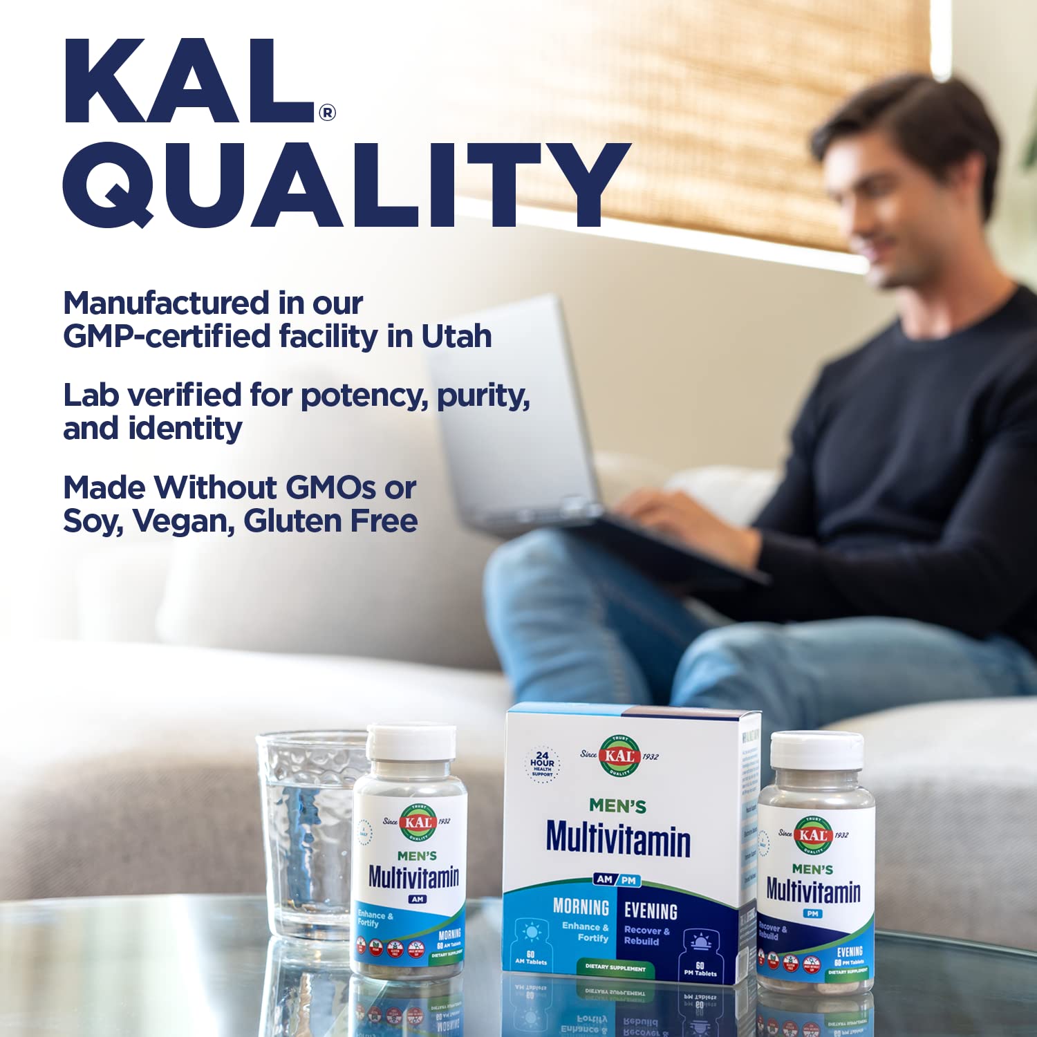 Foto 7 pulgar | Suplemento Multivitamínico Kal Am/pm Para Hombres, 30 Porciones, 120 Tabletas - Venta Internacional.