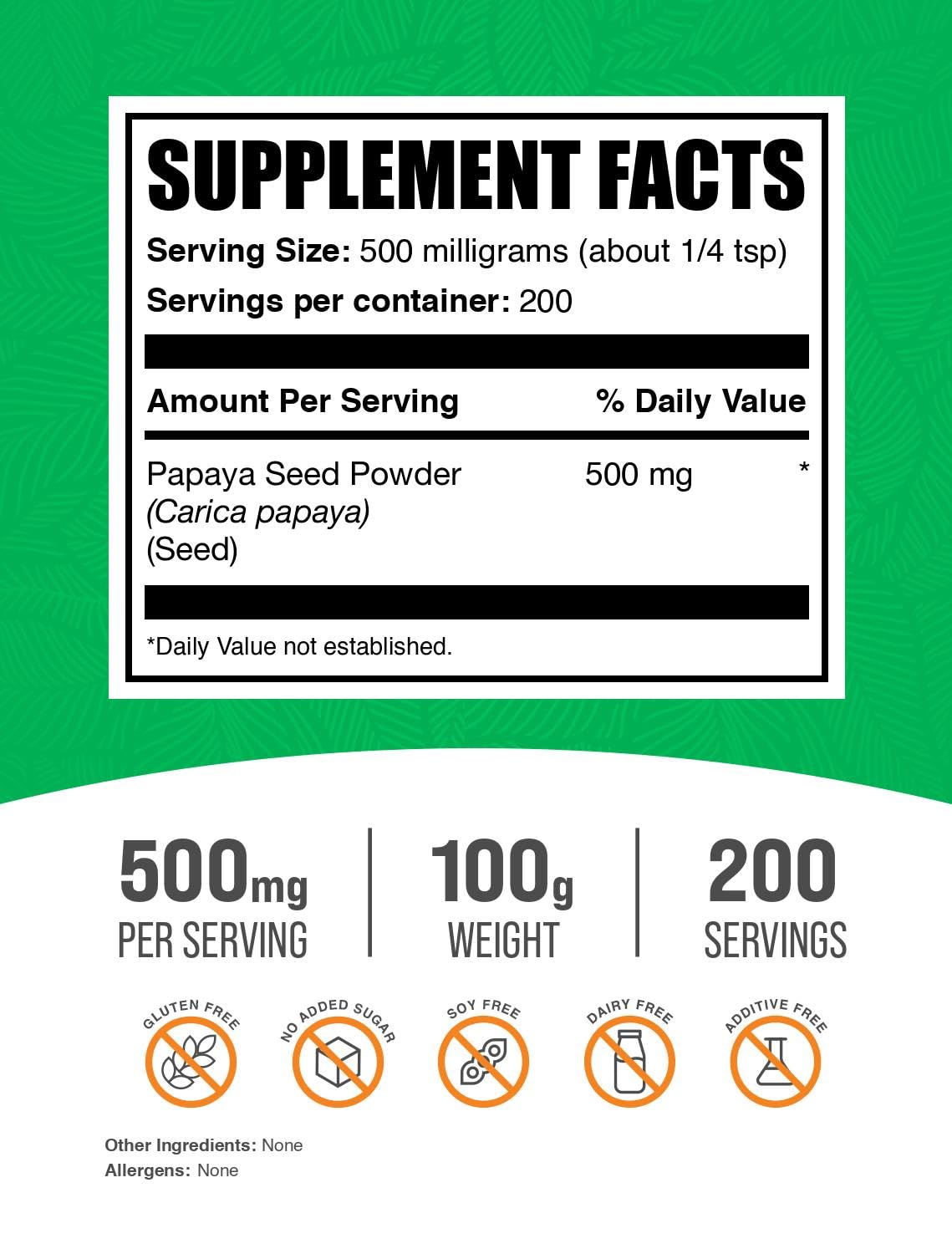 Foto 2 | Supplement Bulksupplements.com Semillas De Papaya En Polvo 100 G - Venta Internacional.