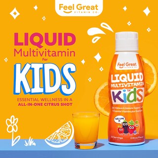 Foto 2 | Multivitamínico Líquido The Feel Great Vitamin Kids, Suplemento De 30 Días - Venta Internacional.