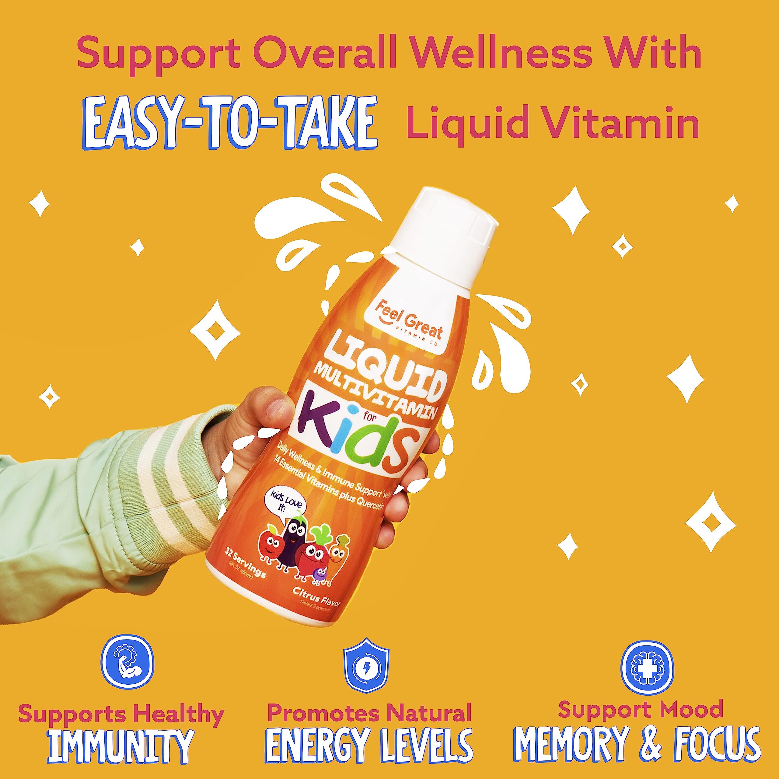 Foto 3 | Multivitamínico Líquido The Feel Great Vitamin Kids, Suplemento De 30 Días - Venta Internacional.