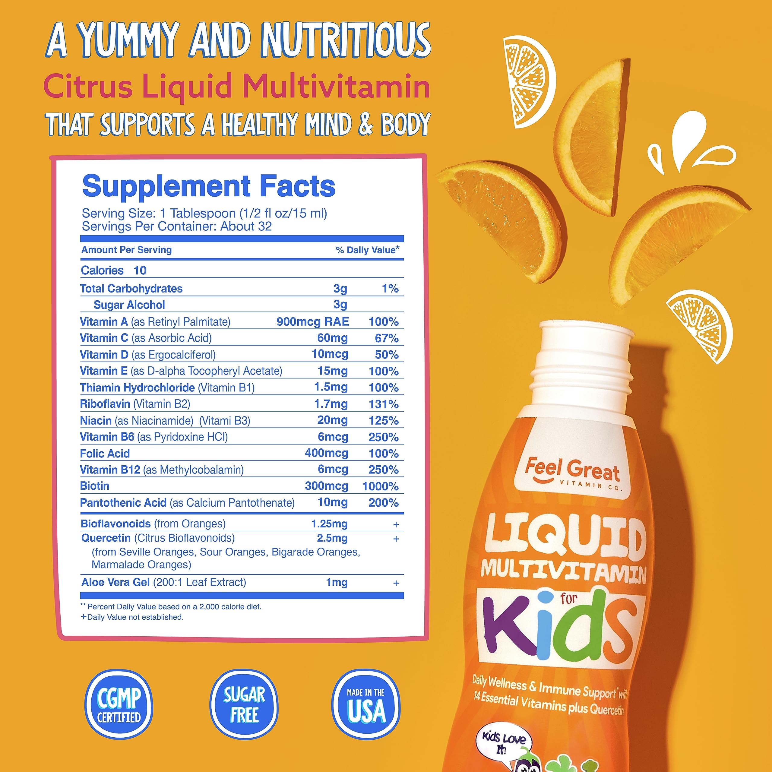 Foto 7 | Multivitamínico Líquido The Feel Great Vitamin Kids, Suplemento De 30 Días - Venta Internacional.