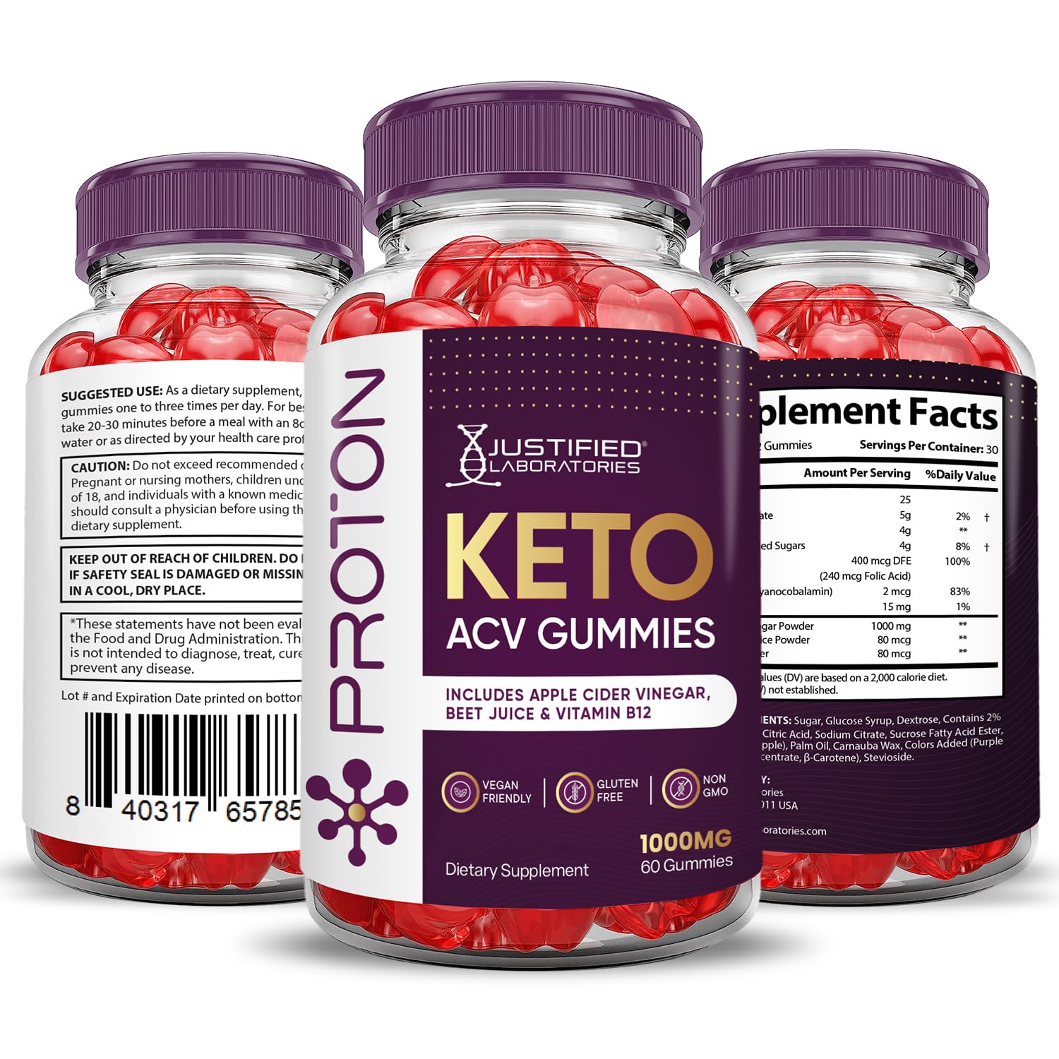 Foto 7 | Gomitas Proton Protein Keto Acv De 1000 Mg Con Granada (paquete De 2) - Venta Internacional.