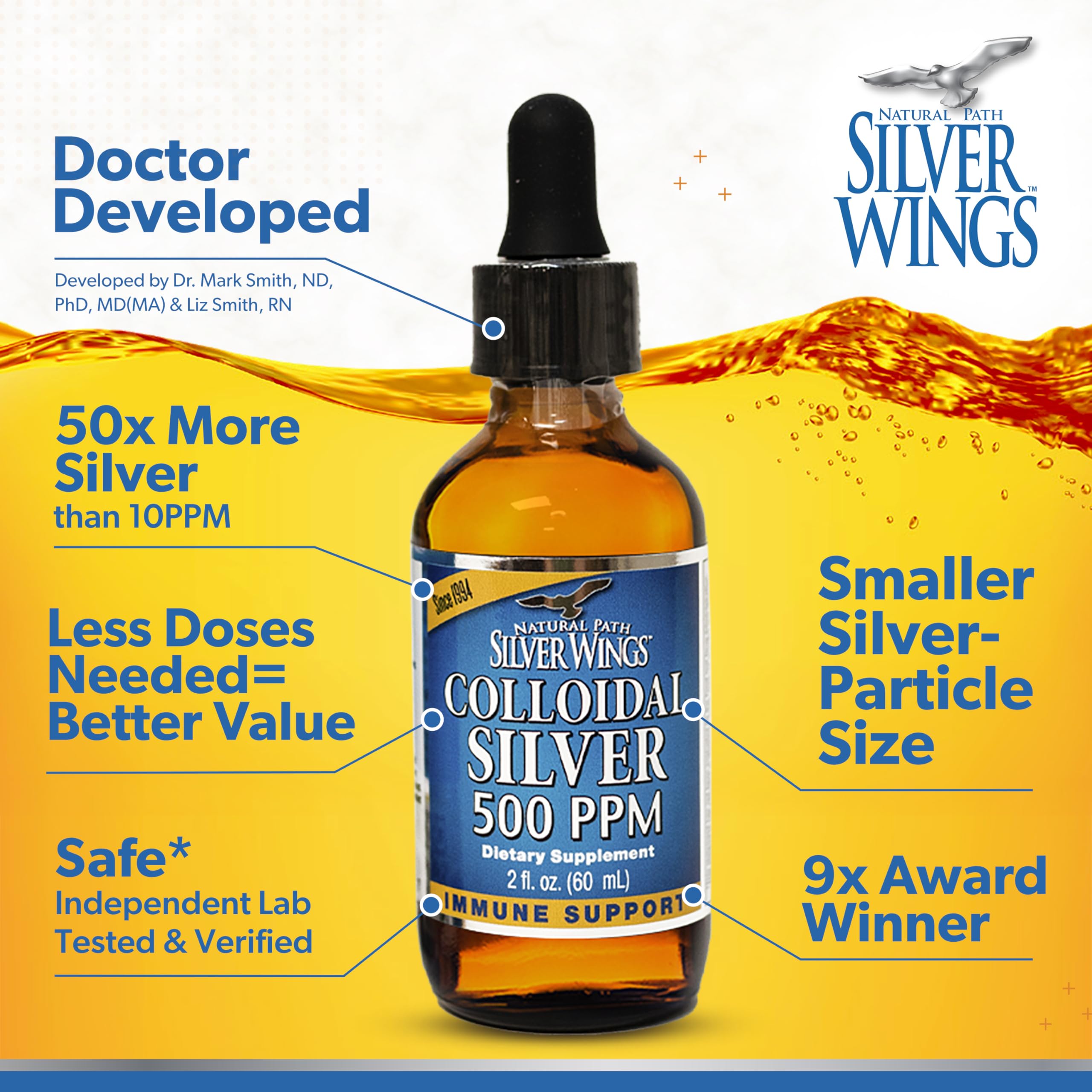 Foto 6 pulgar | Suplemento De Plata Coloidal Natural Path Silver Wings, 500 Ppm - Venta Internacional.