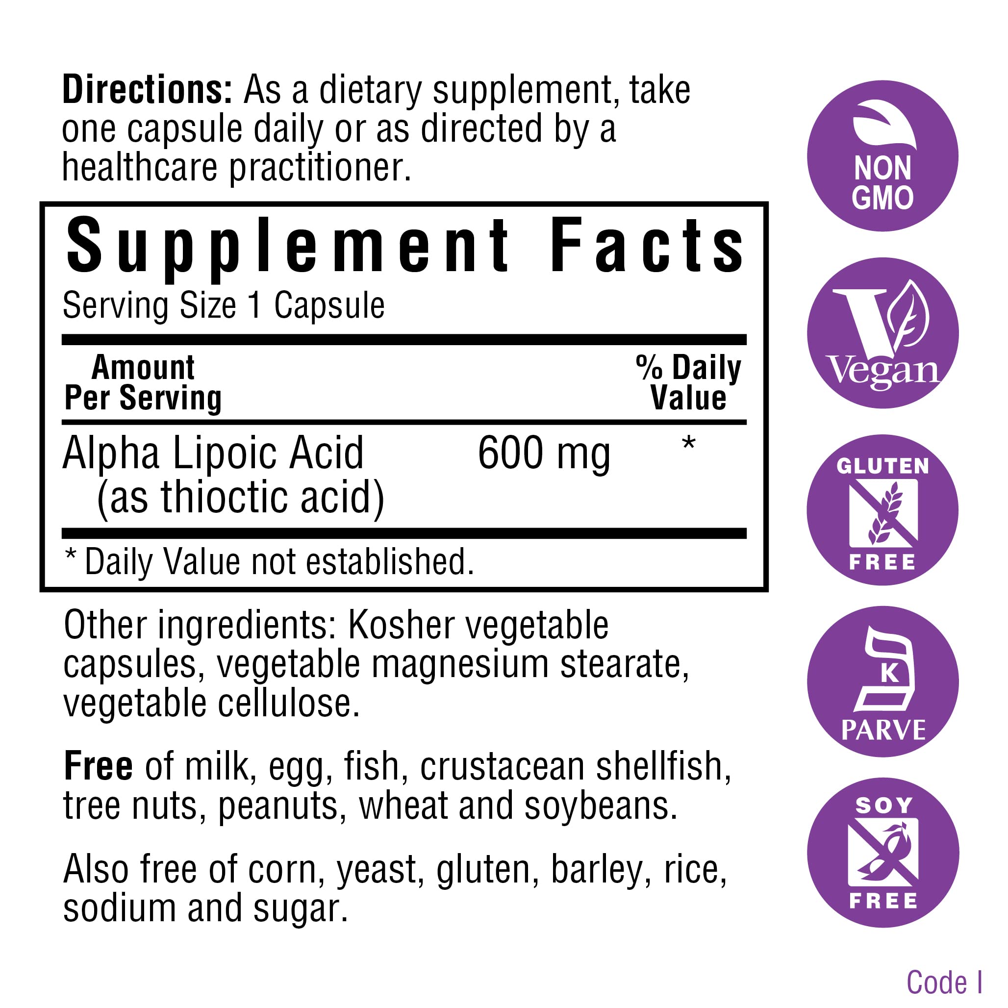 Foto 2 | Suplemento De Ácido Alfa Lipoico Bluebonnet Nutrition 100 Mg - Venta Internacional.