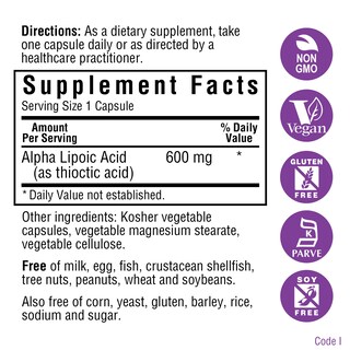 Foto 2 | Suplemento De Ácido Alfa Lipoico Bluebonnet Nutrition 100 Mg - Venta Internacional.