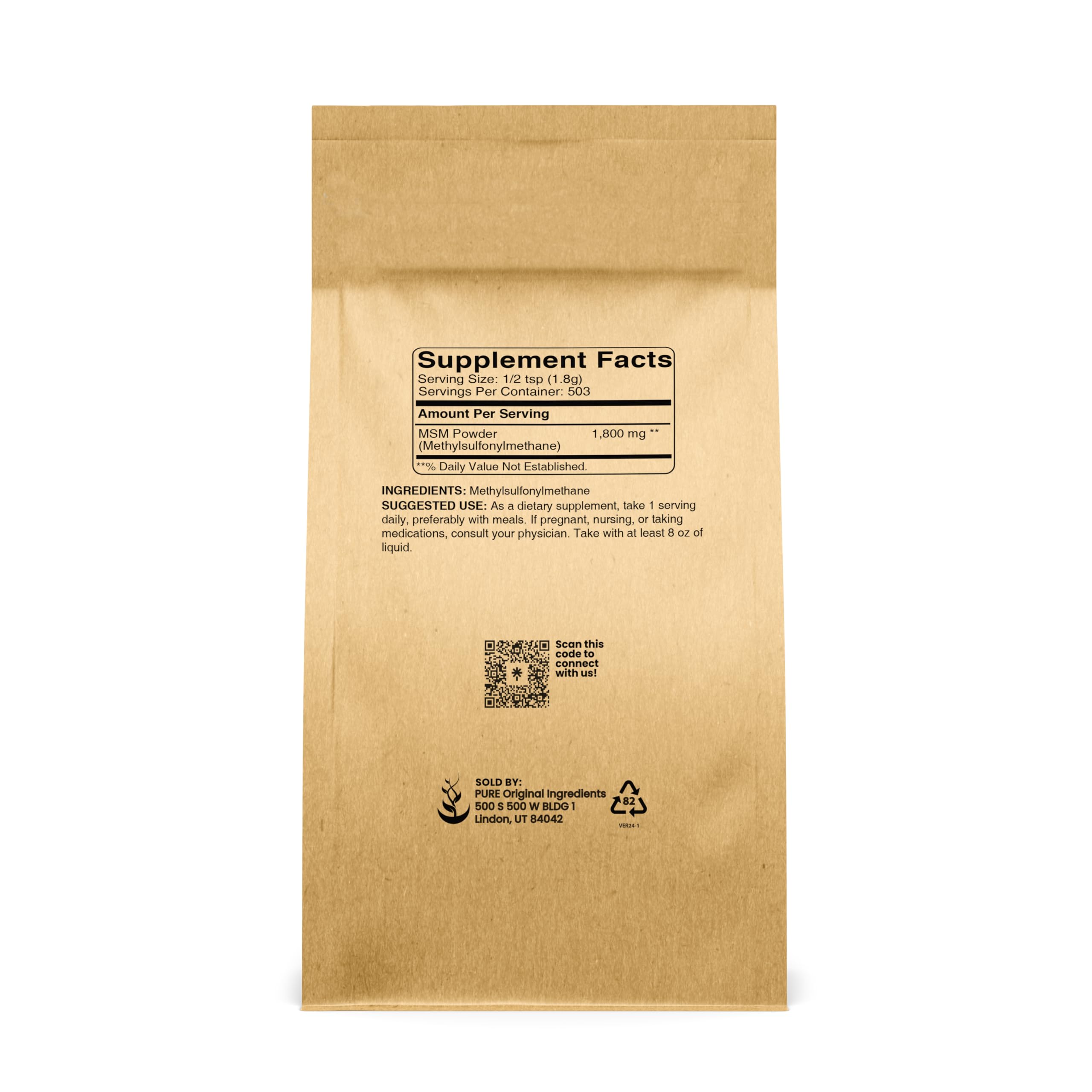 Foto 2 | Suplemento Dietético Pure Original Ingredients Msm Powder 1 Kg - Venta Internacional.