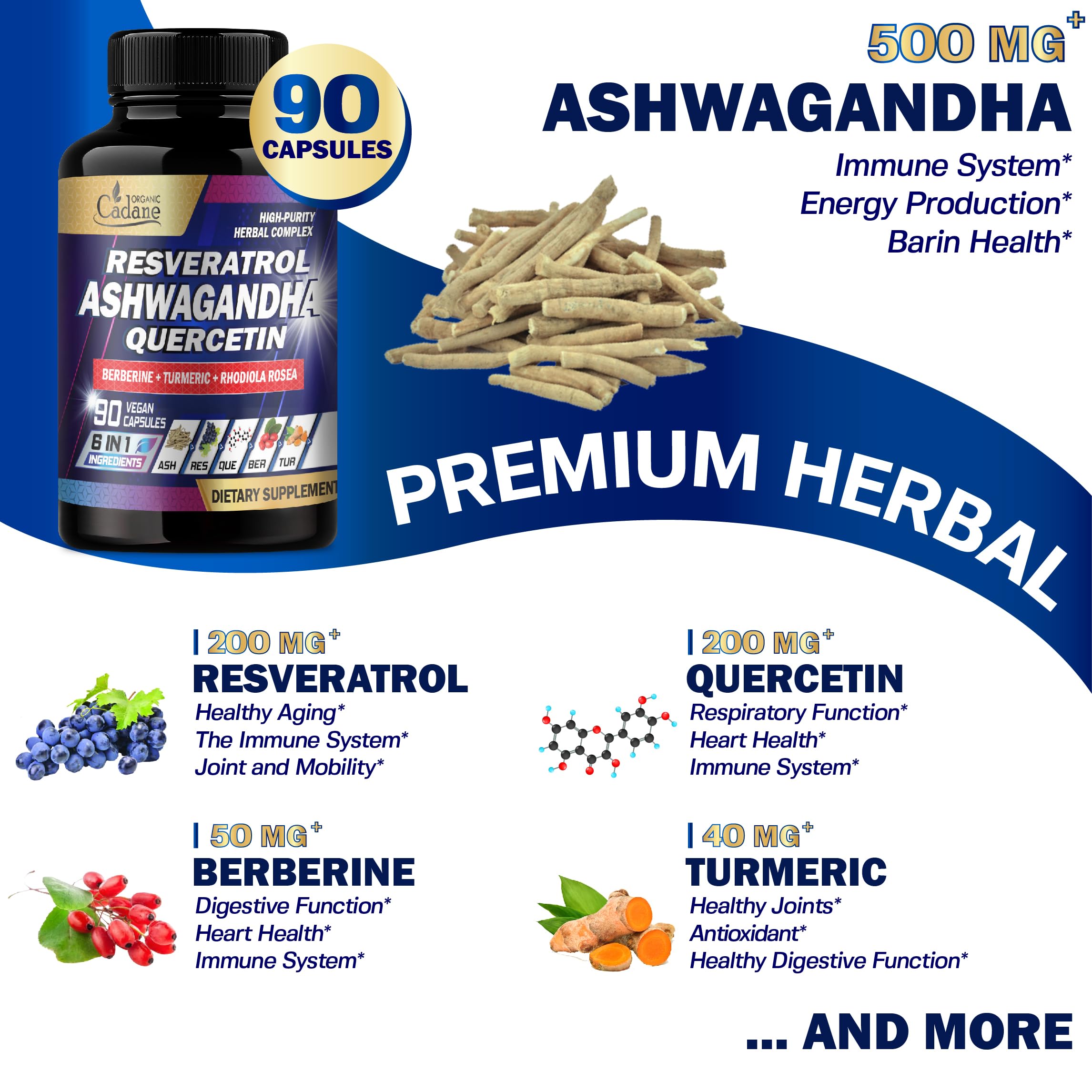 Foto 4 pulgar | Suplementos Orgánicos De Cadane Ashwagandha, 90 Cápsulas De Extracto - Venta Internacional.