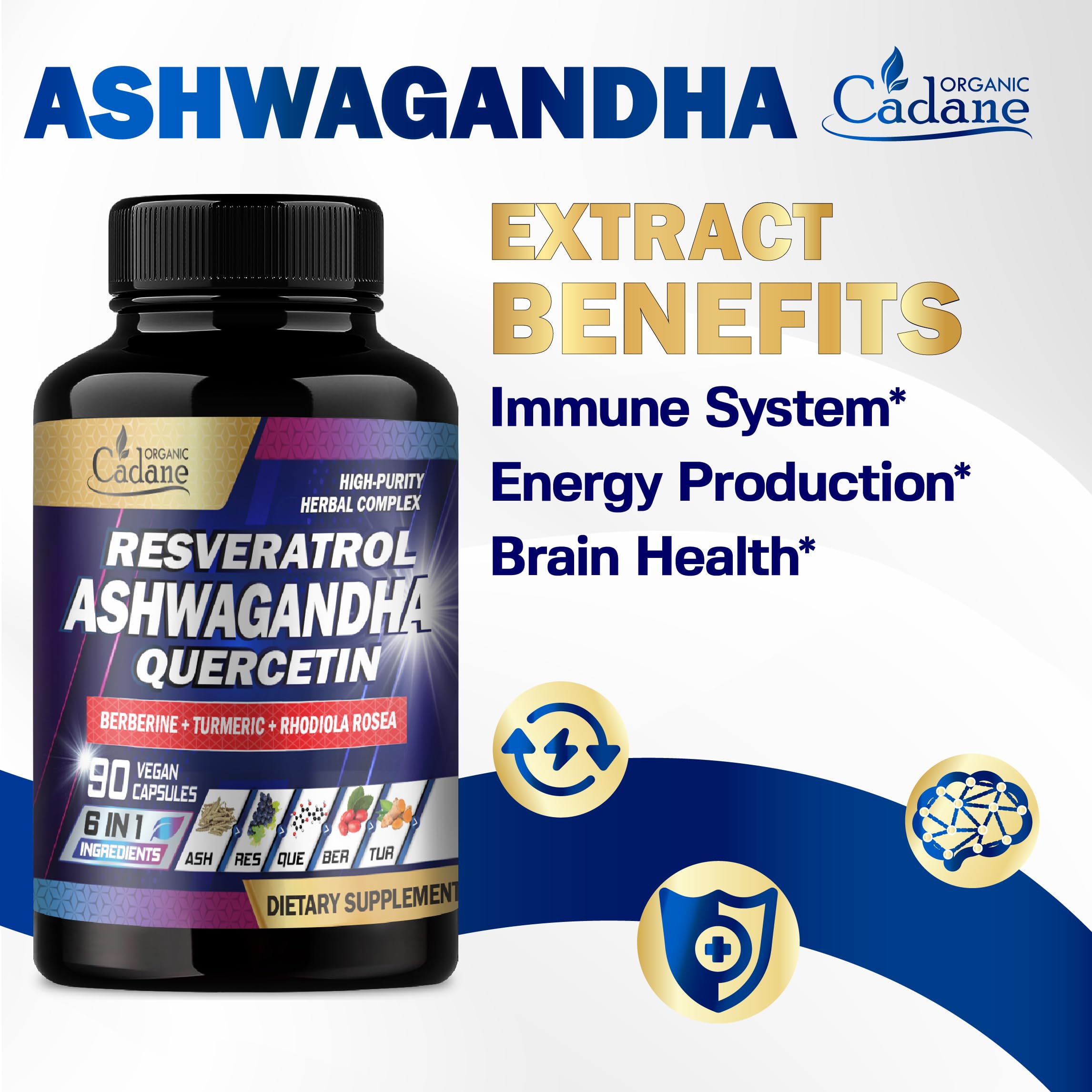 Foto 4 | Suplementos Orgánicos De Cadane Ashwagandha, 90 Cápsulas De Extracto - Venta Internacional.