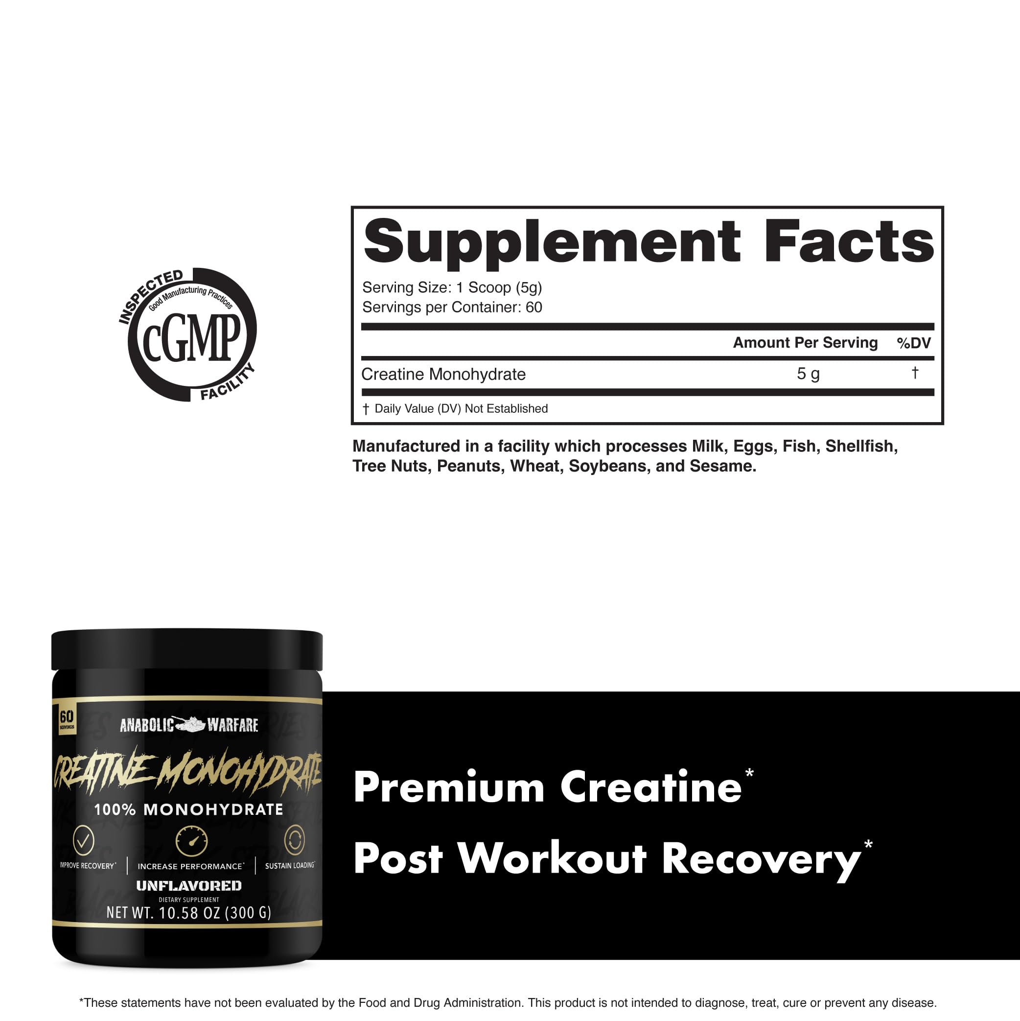 Foto 5 | Suplemento De Monohidrato De Creatina De Anabolic Warfare, 60 Porciones - Venta Internacional.