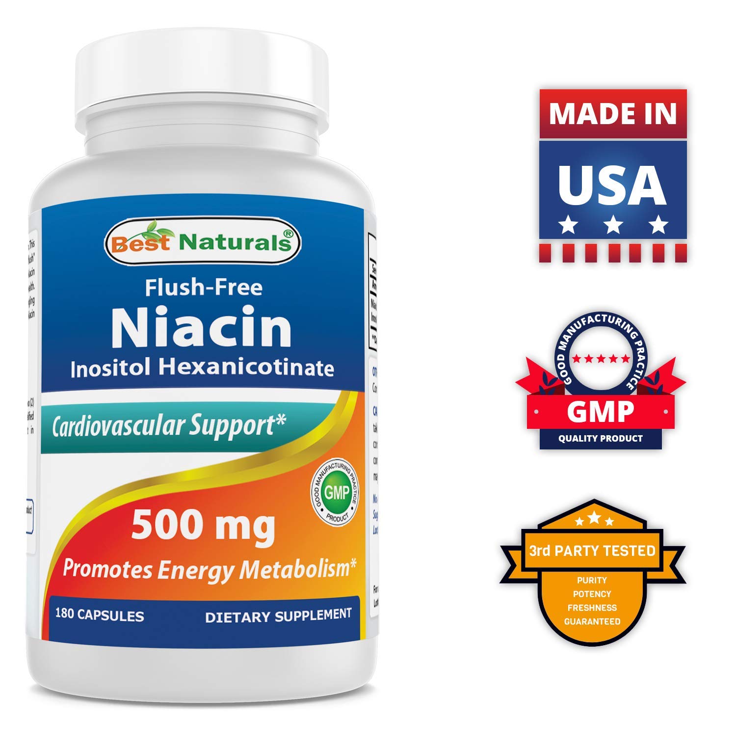 Foto 5 | Suplemento Best Naturals De Niacina Sin Flush, 500 Mg, 180 Cápsulas - Venta Internacional.