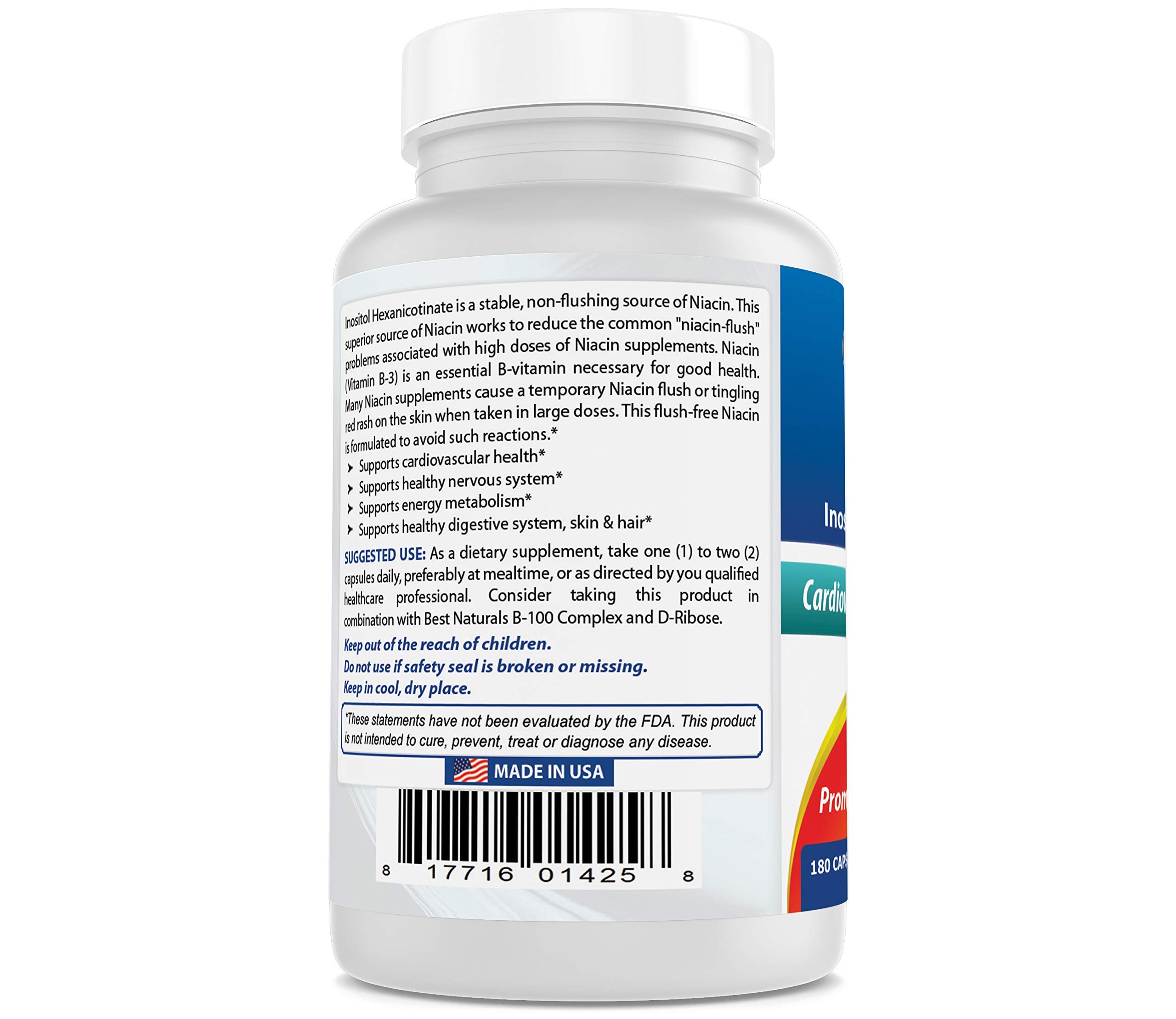 Foto 8 pulgar | Suplemento Best Naturals De Niacina Sin Flush, 500 Mg, 180 Cápsulas - Venta Internacional.