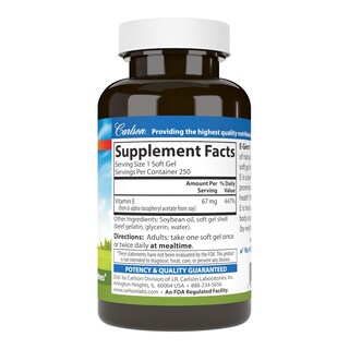 Foto 2 | Suplemento Carlson E-gems 100 Ui De Vitamina E 250 Cápsulas Blandas - Venta Internacional.