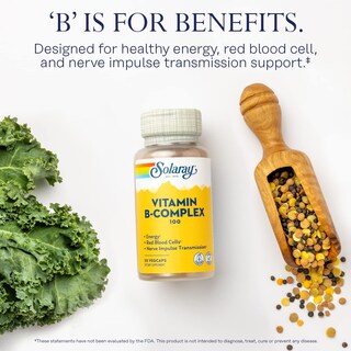 Foto 3 | Suplemento De Complejo De Vitamina B Solaray, 100 Mg, Vegano, 50 Unidades - Venta Internacional.