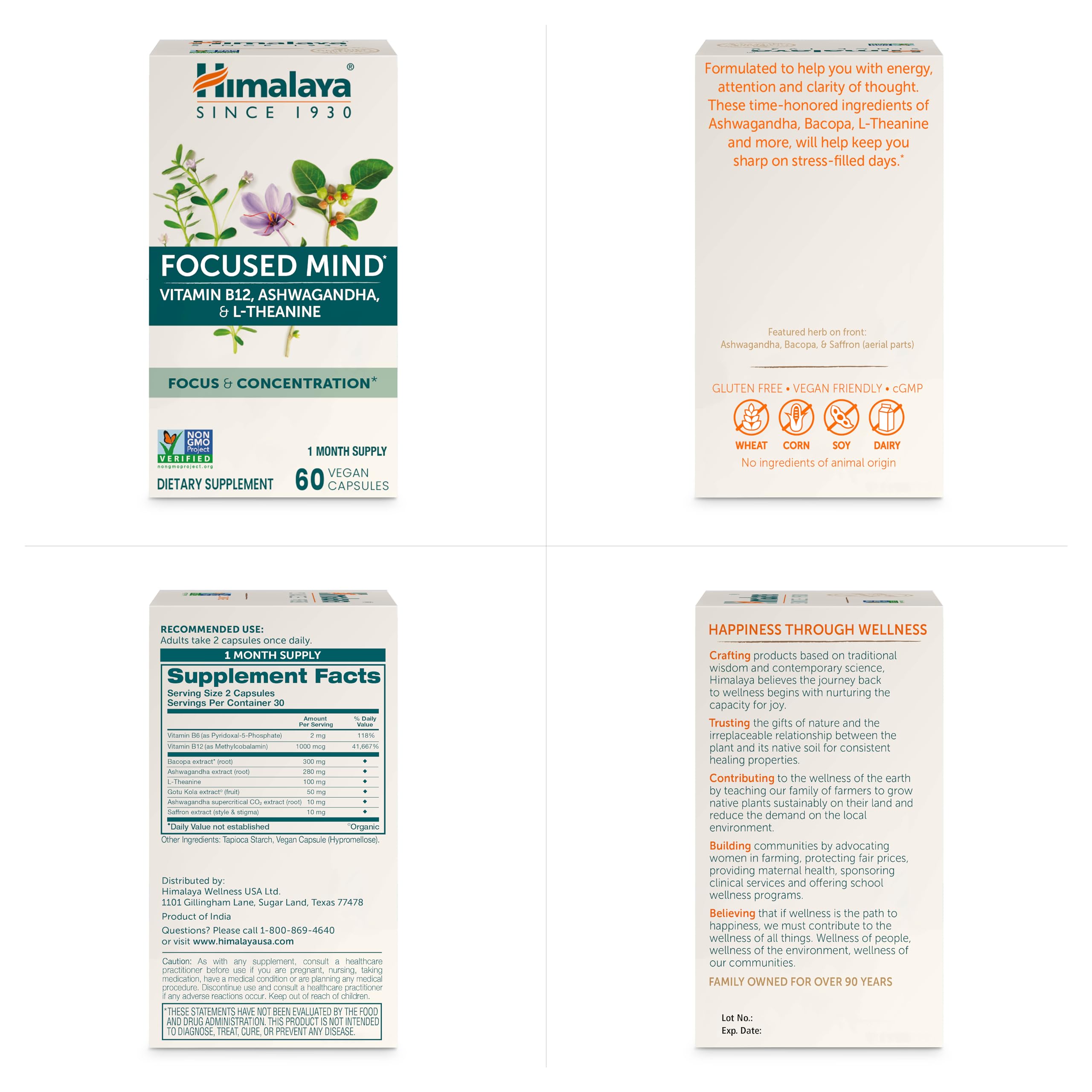 Foto 6 | Suplemento Himalaya Focused Mind, 60 Cápsulas, Suministro Para 1 Mes - Venta Internacional.
