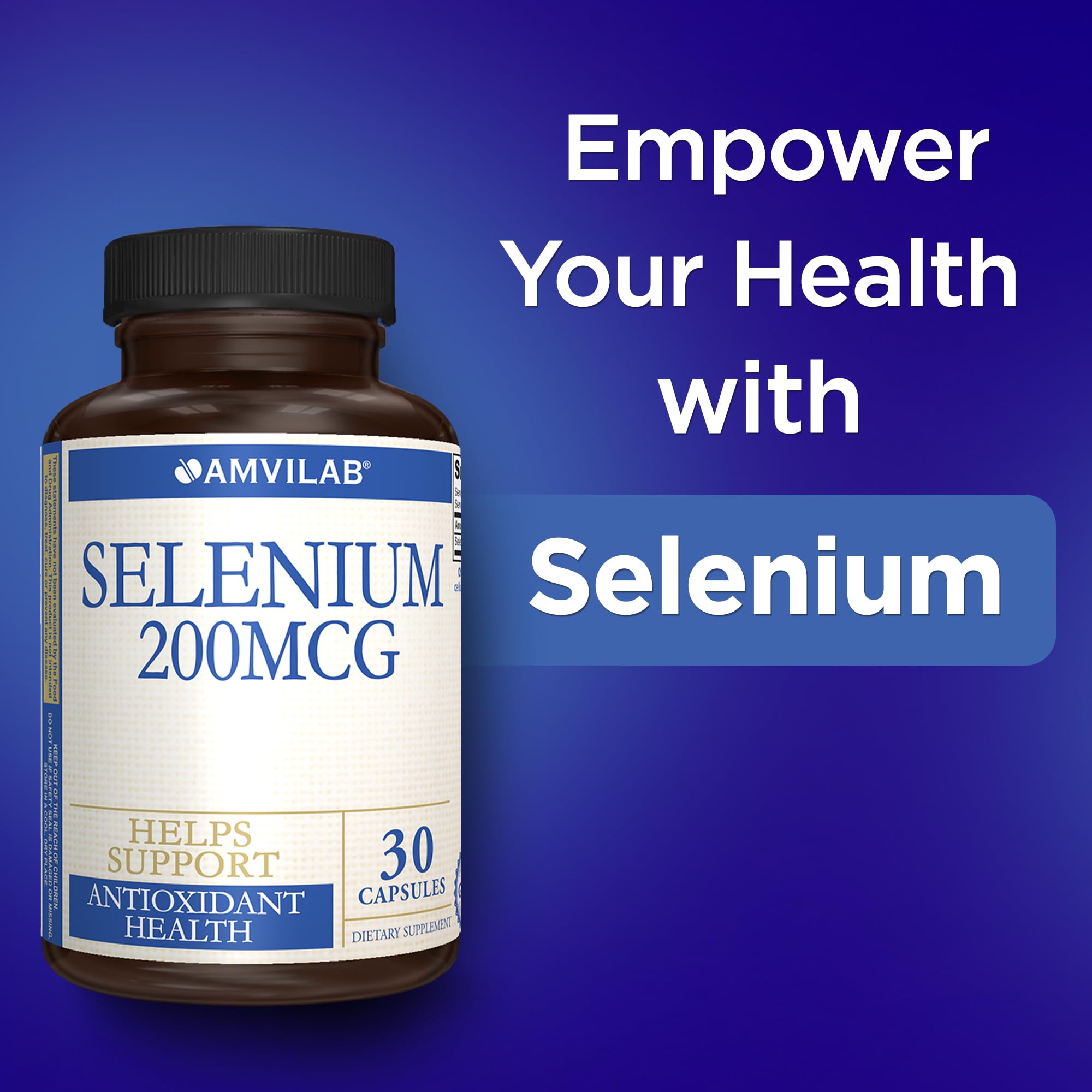 Foto 4 | Suplemento Amvilab De Selenio De 200 Mcg Para El Sistema Inmunitario Y La Tiroides, 30 Unidades - Venta Internacional.