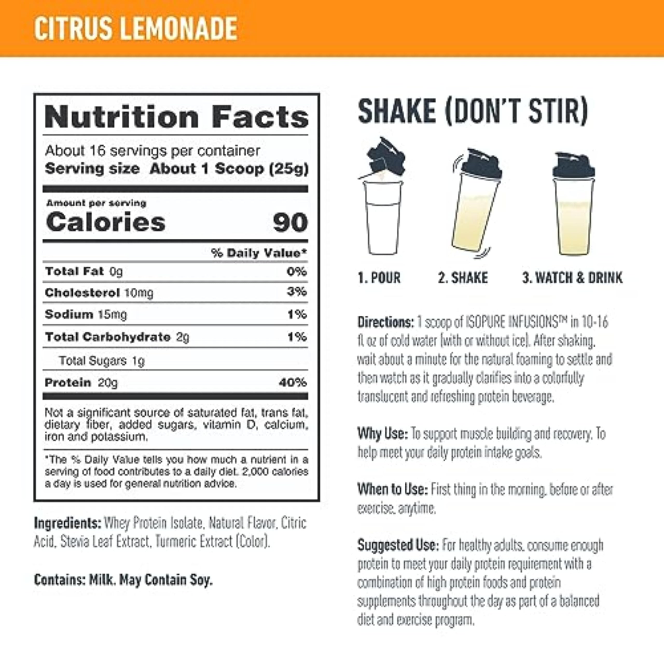 Foto 4 pulgar | Proteína En Polvo Isopure Clear Whey Isolate Citrus Lemonade 400 G - Venta Internacional.