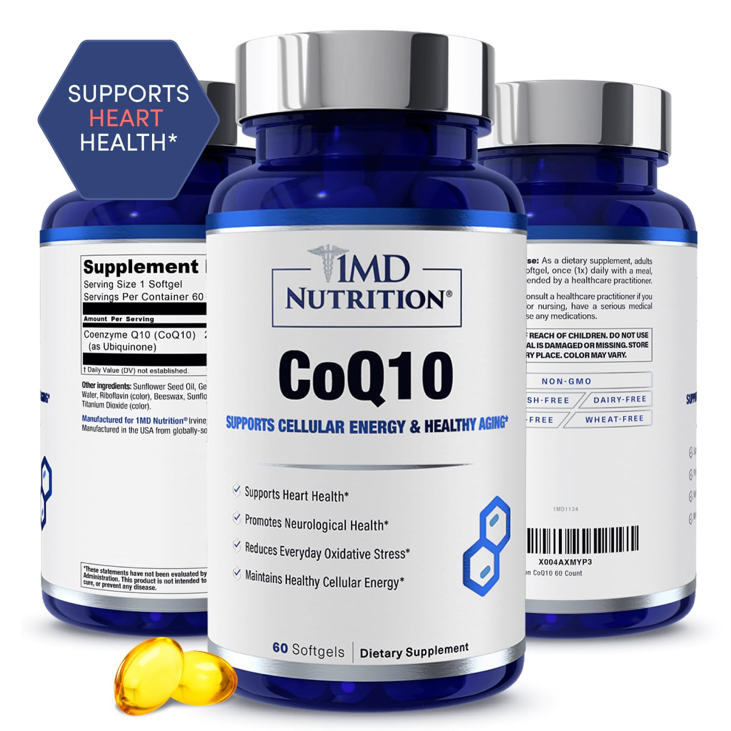 Foto 2 pulgar | Suplemento 1md Nutrition Coq10 Para La Salud Del Corazón 60 Cápsulas Blandas - Venta Internacional.