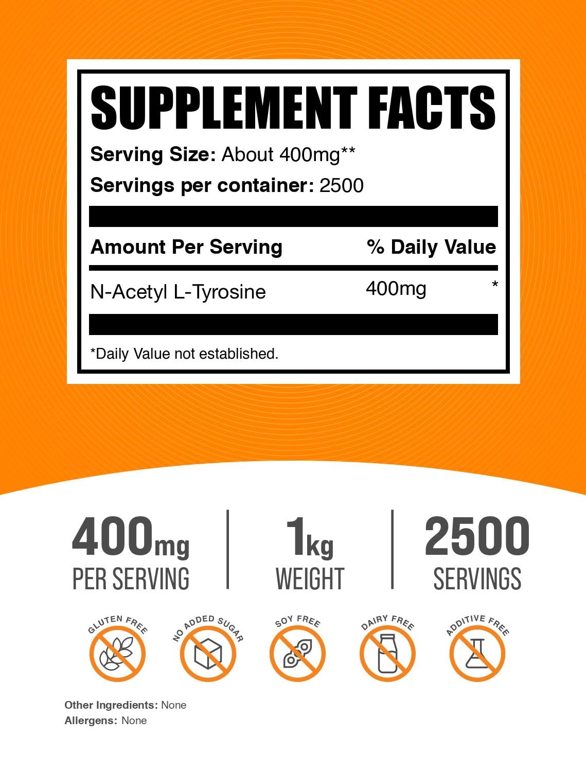 Foto 3 pulgar | Suplemento Bulksupplements.com N-acetil L-tirosina En Polvo 1k - Venta Internacional.
