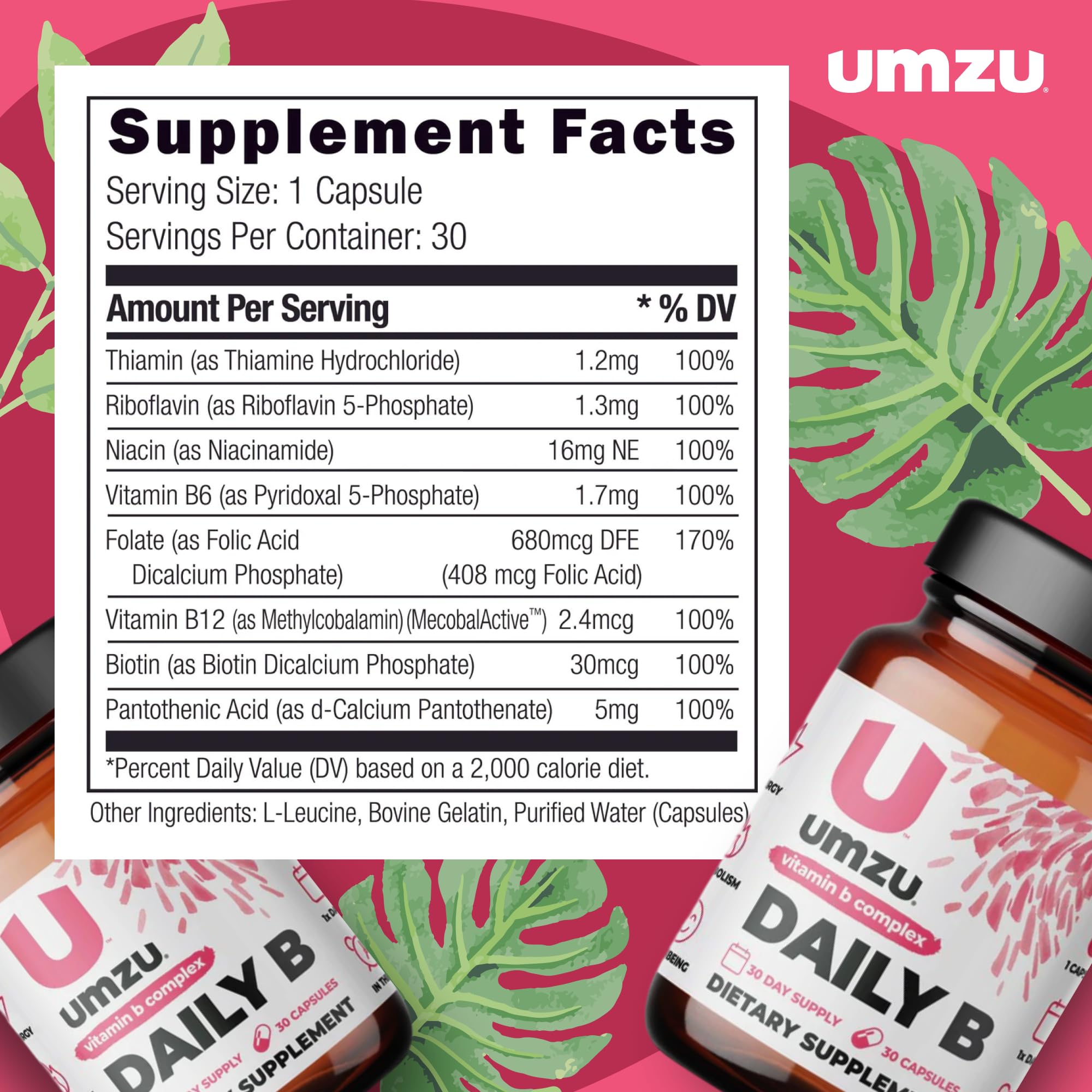 Foto 6 pulgar | Complejo De Vitamina B Umzu Daily B, 30 Cápsulas, Suministro Para 30 Días - Venta Internacional.
