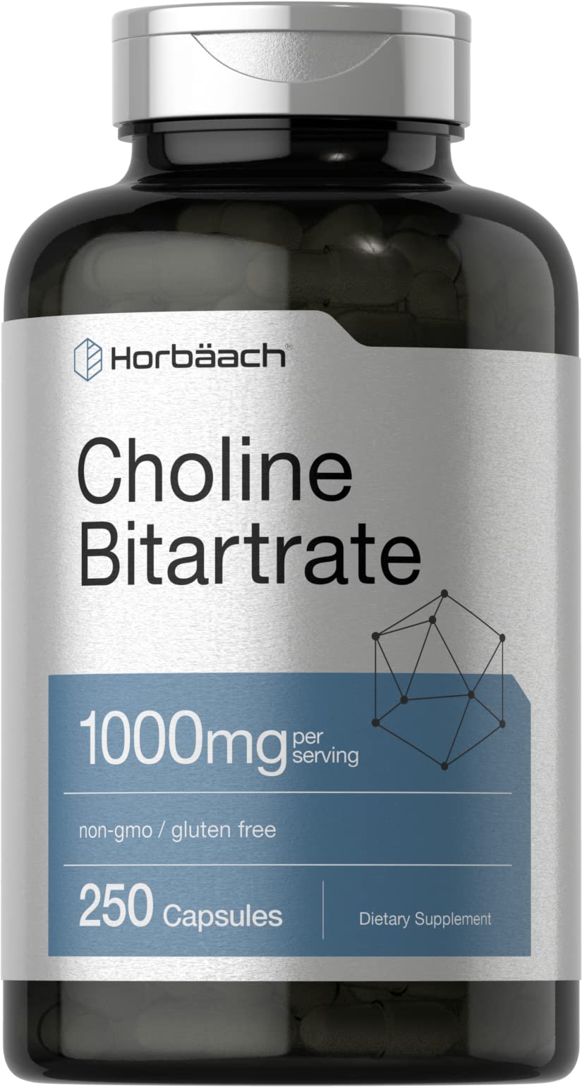 Foto 2 pulgar | Suplemento De Bitartrato De Colina Horbaach 1000 Mg 250 Cápsulas - Venta Internacional.