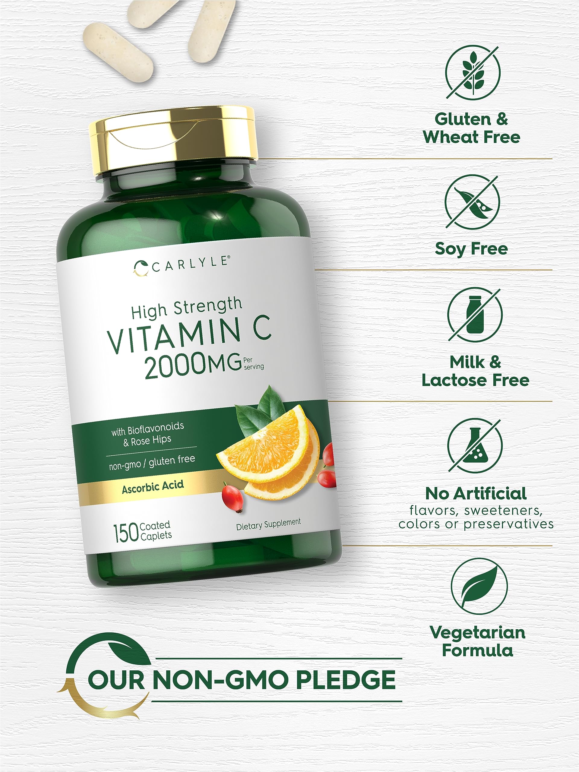 Foto 5 pulgar | Suplemento Carlyle De Vitamina C 2000 Mg Con Rosa Mosqueta 150 Cápsulas - Venta Internacional.